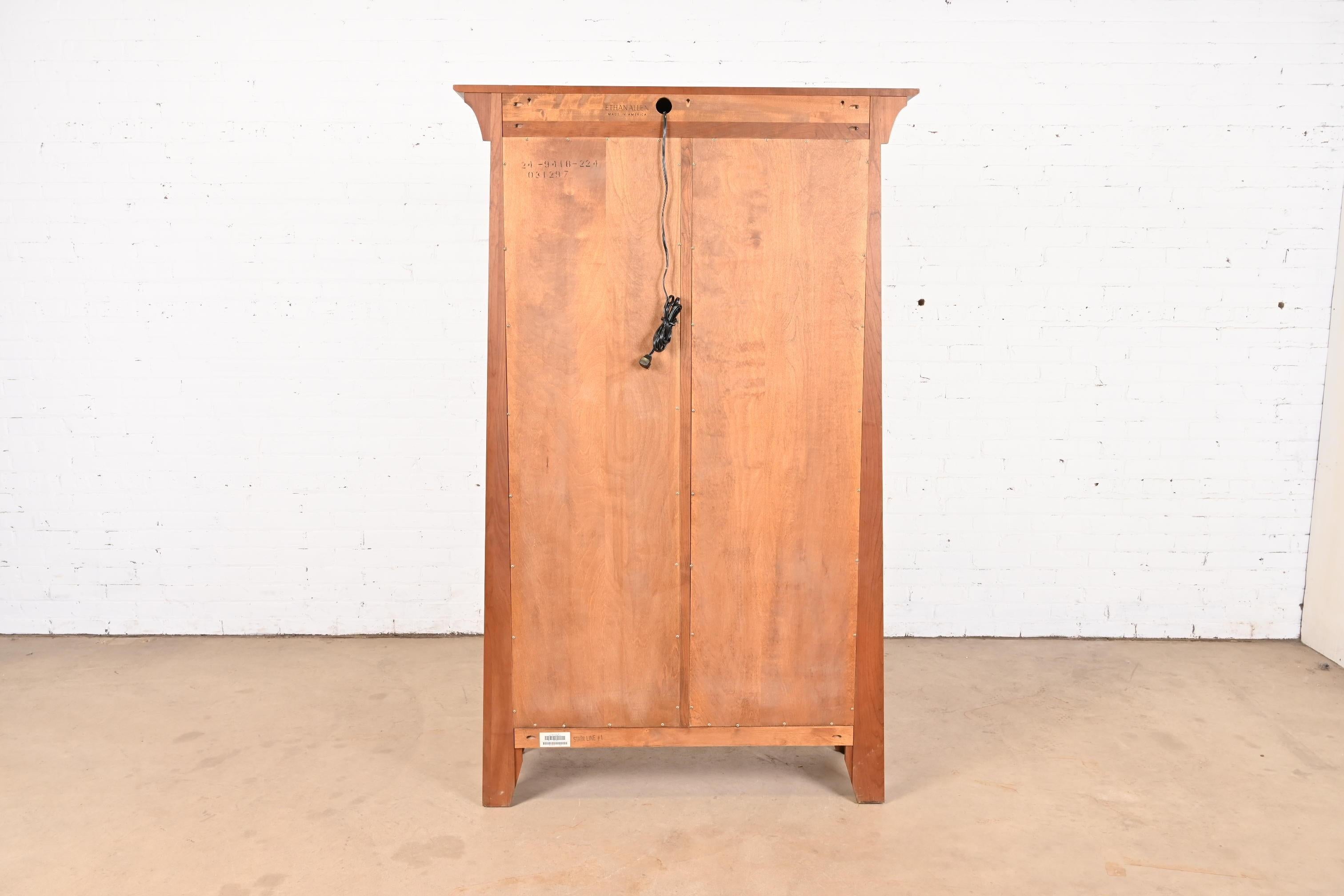 Arts & Crafts Solid Cherry Wood Lighted Bookcase or Display Cabinet 4