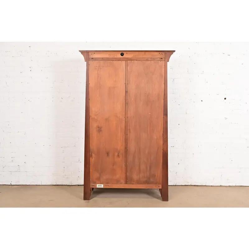 Arts & Crafts Solid Cherry Wood Lighted Bookcase or Display Cabinet For Sale 6