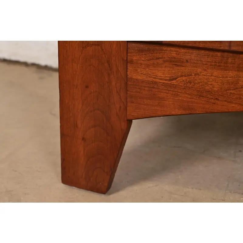 Arts & Crafts Solid Cherry Wood Lighted Bookcase or Display Cabinet For Sale 1