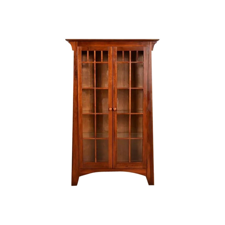 Arts 
Crafts Bibliothèque ou vitrine lumineuse en merisier massif