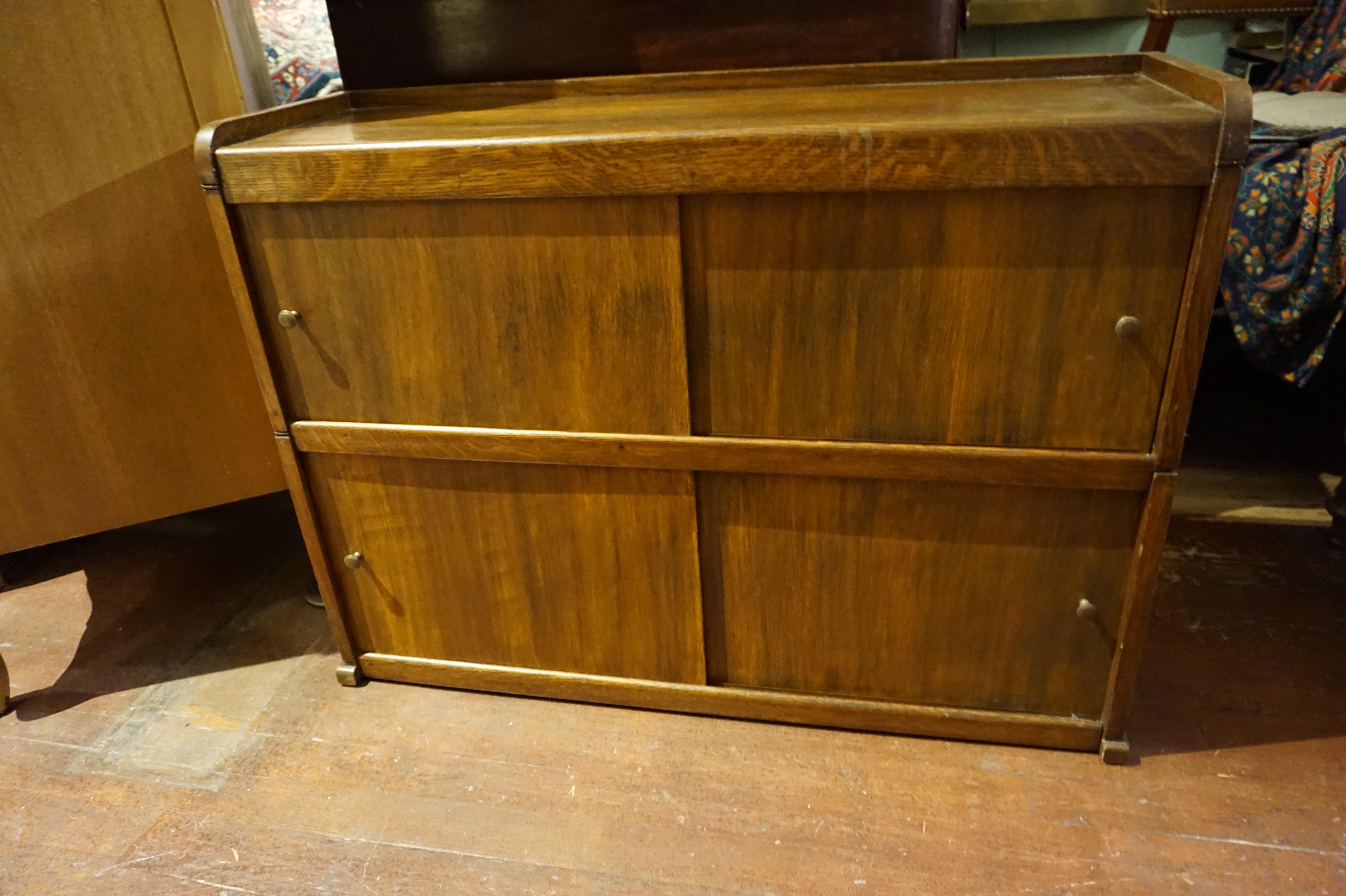 English Arts & Crafts Solid Oak Barrister's Stacking Desk Shelf Cabinet For Sale