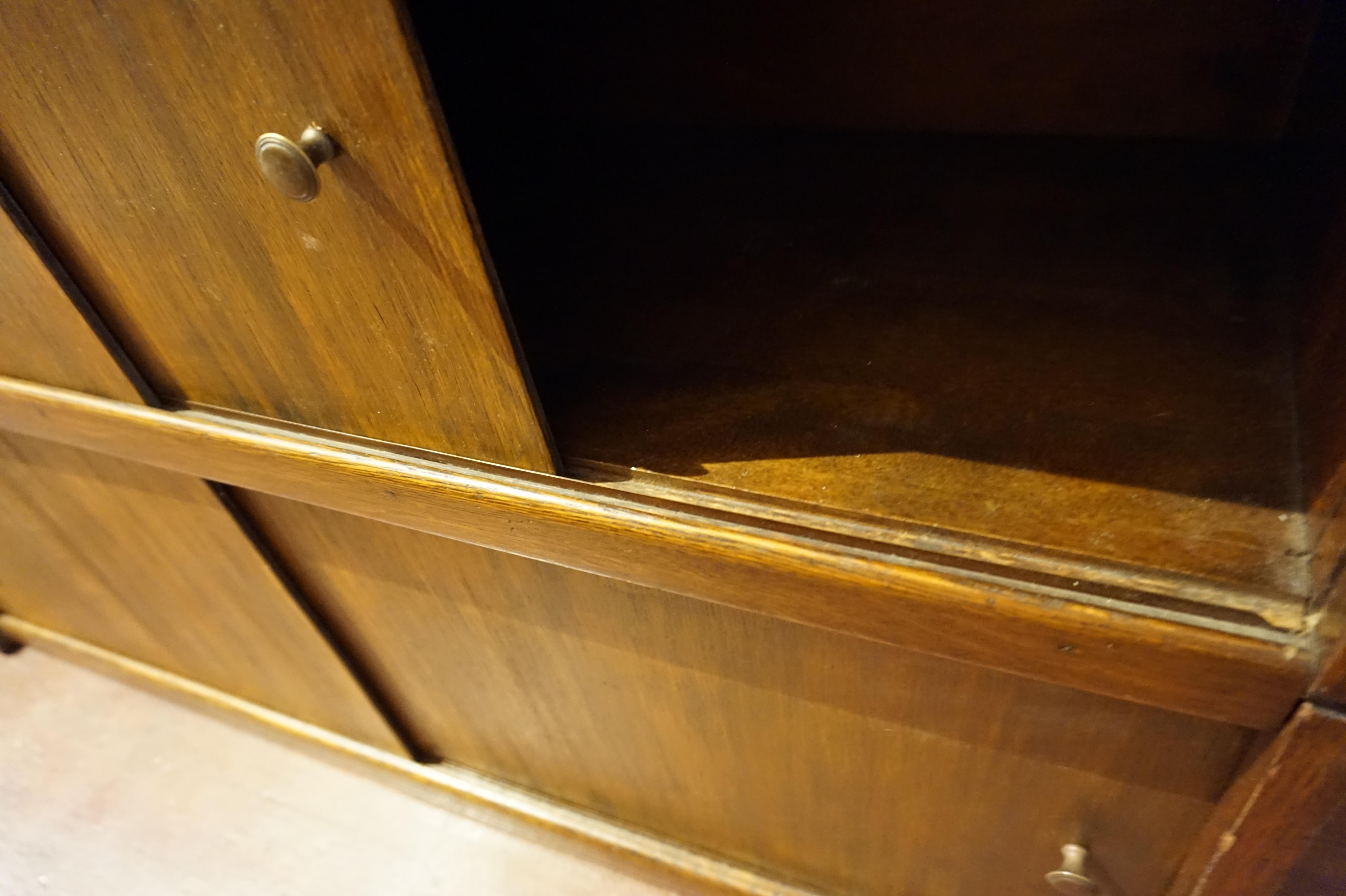 Carved Arts & Crafts Solid Oak Barrister's Stacking Desk Shelf Cabinet For Sale