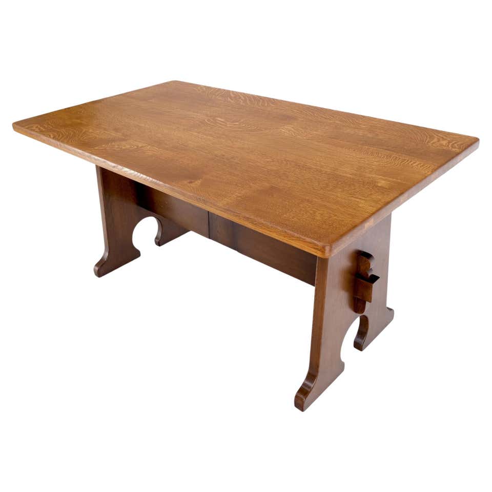 American Arts and Crafts Gustave Stickley Oak Trestle Library Table no ...