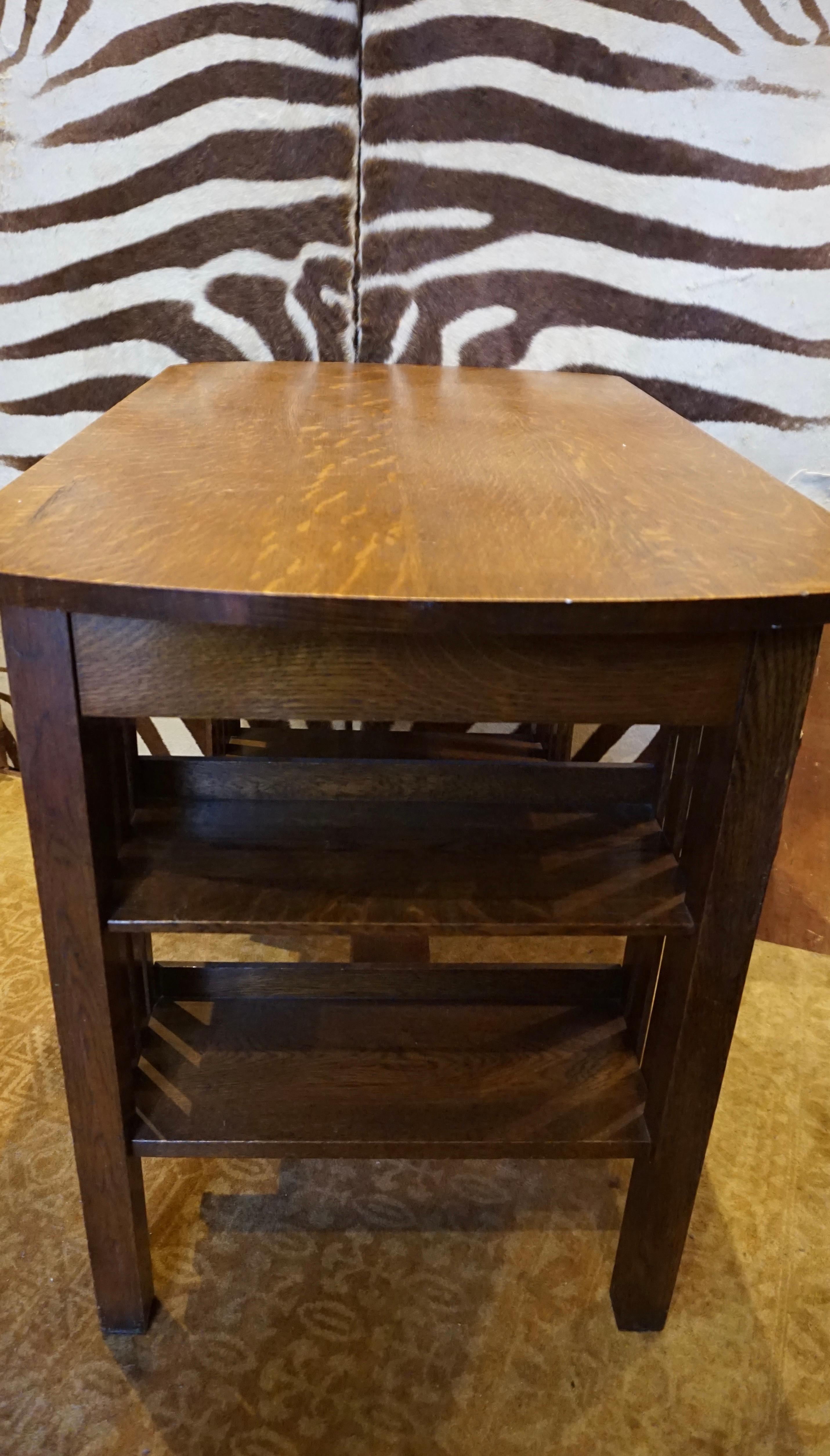 Arts & Crafts Solid Quarter Sawn Mission Oak Desk with Side Shelves 5