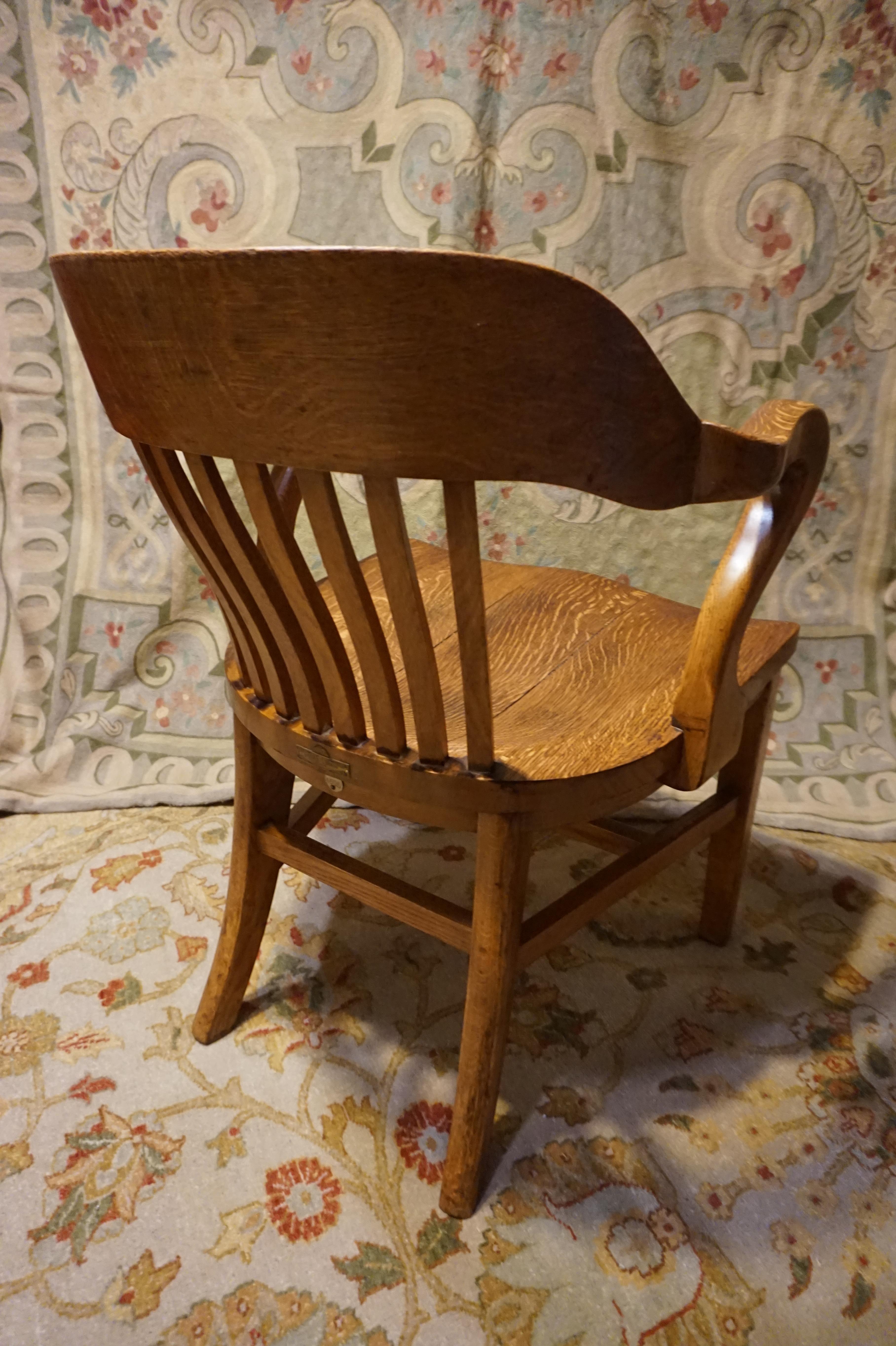 Arts and Crafts Solid Quarter Sawn Oak Hand Crafted Office Arm Chair