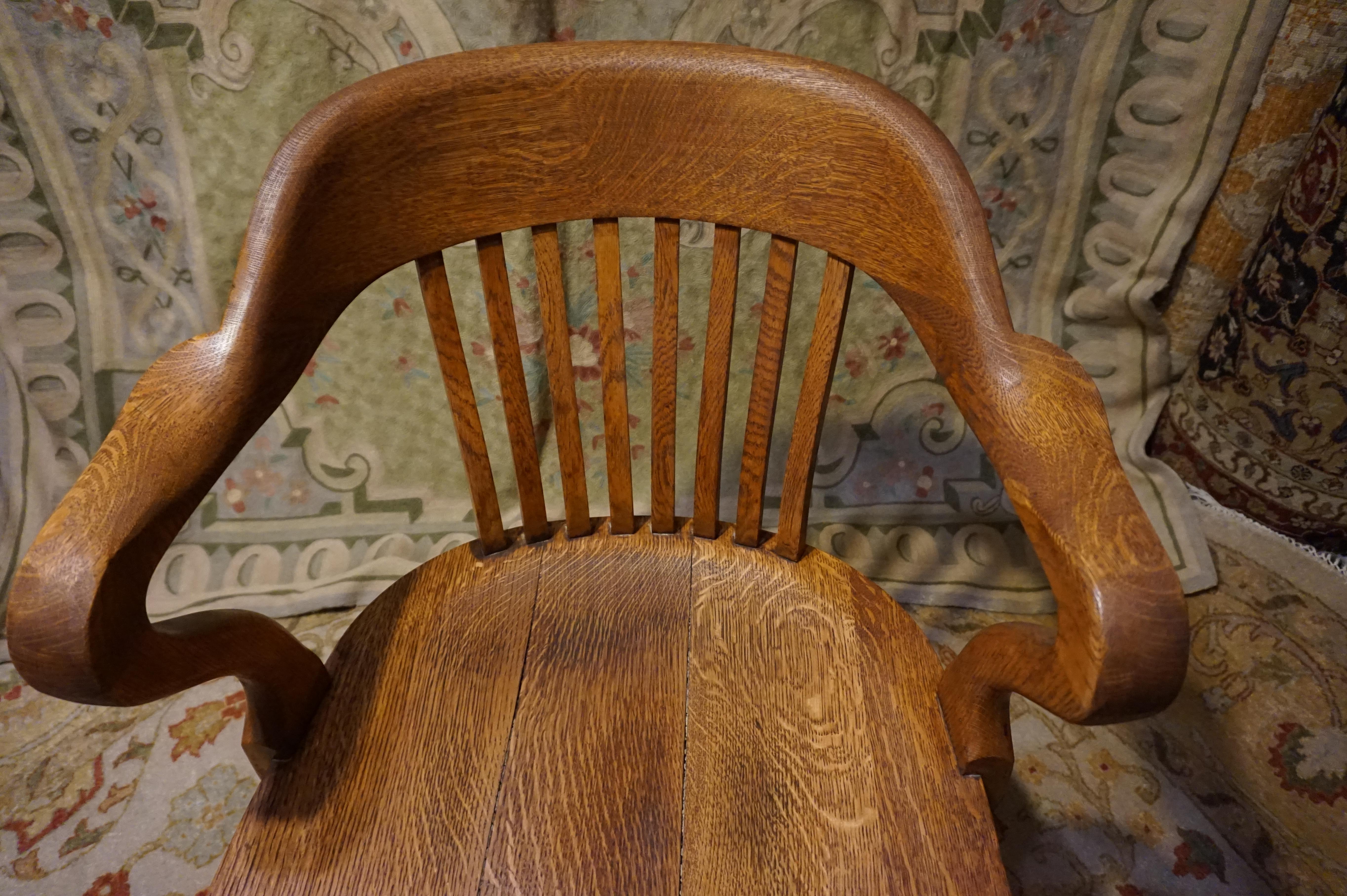 Arts and Crafts Solid Quarter Sawn Oak Hand Crafted Office Arm Chair