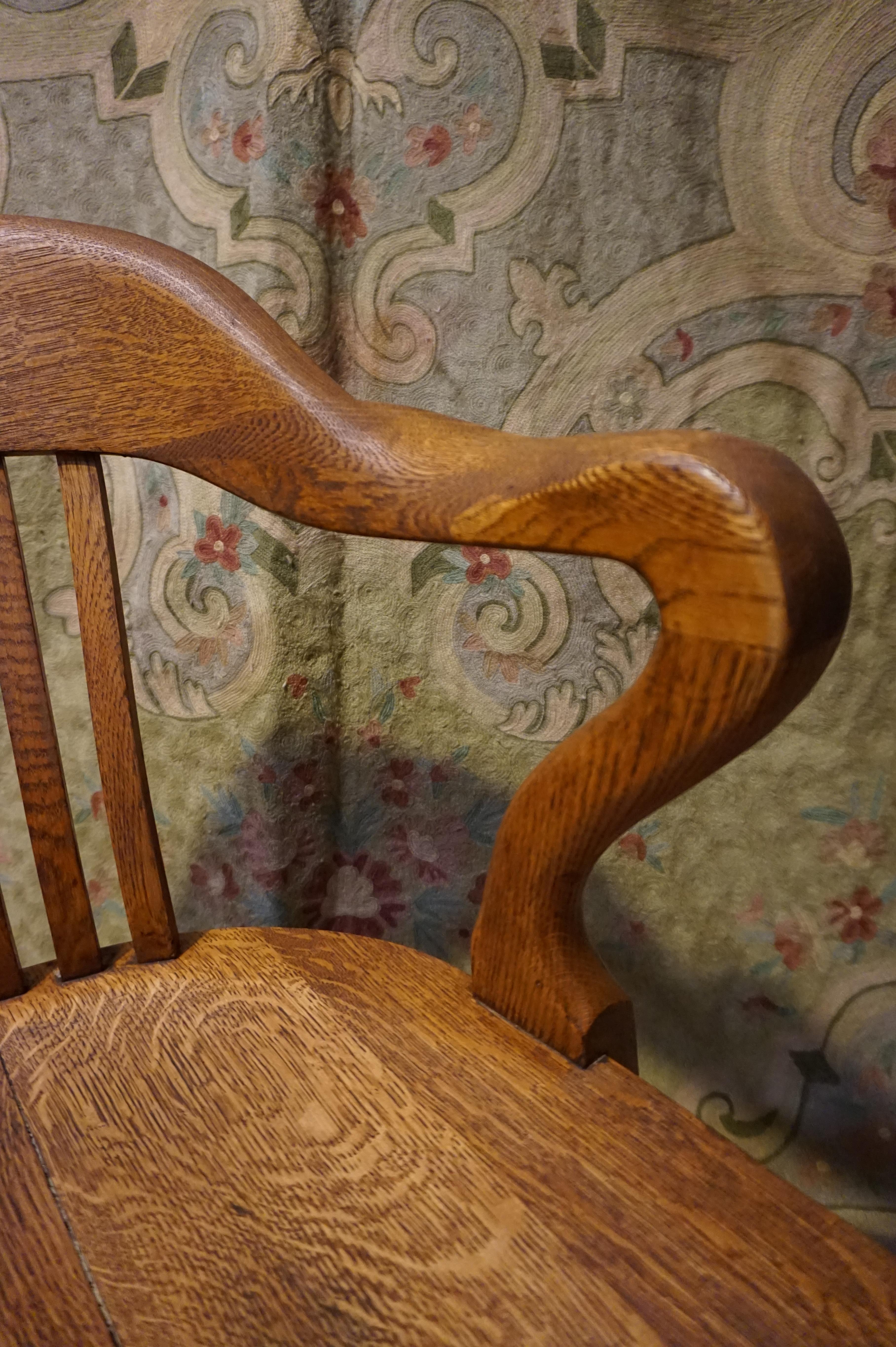 Arts and Crafts Solid Quarter Sawn Oak Hand Crafted Office Arm Chair
