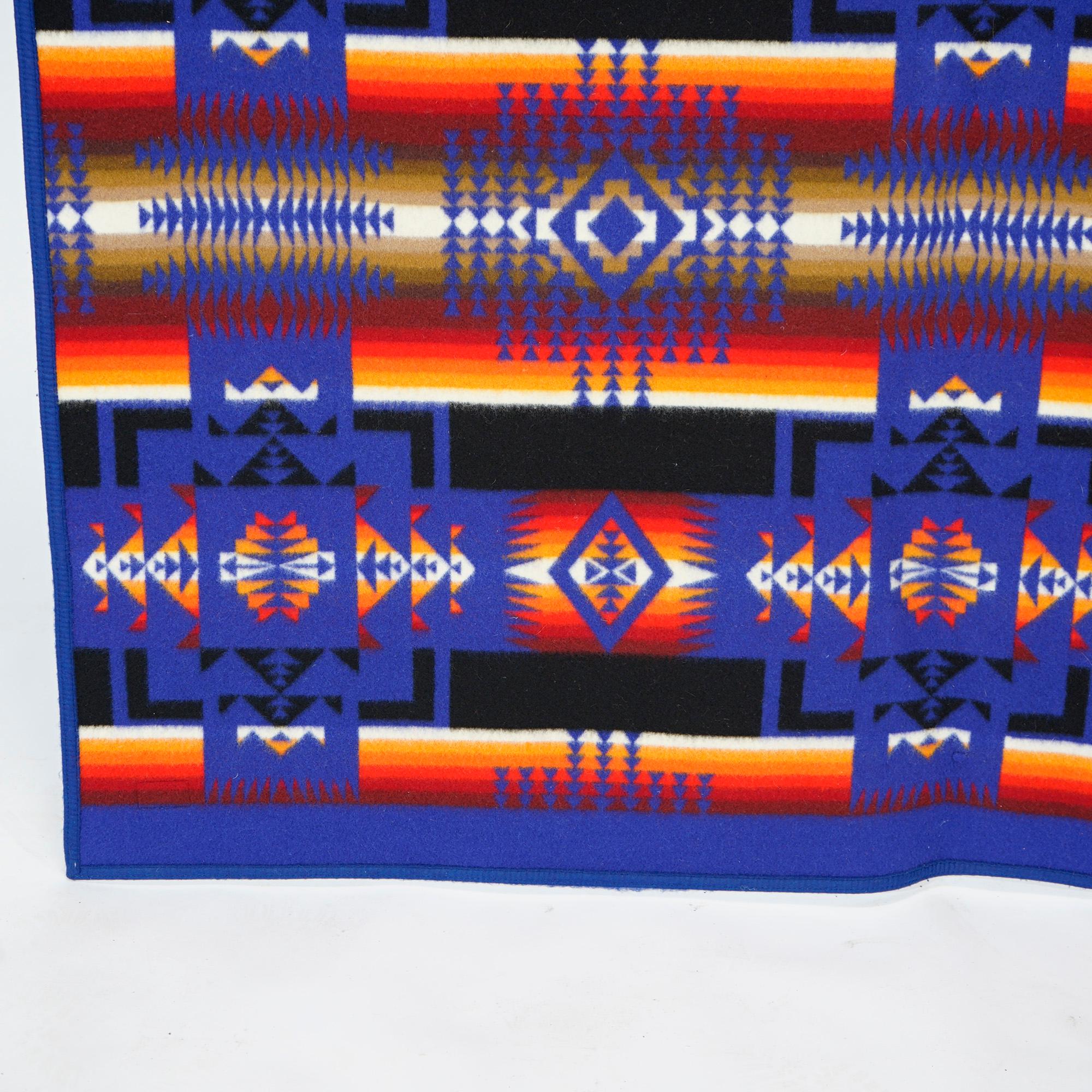 Arts & Crafts Southwest Style Pendleton Chief Joseph Saphire Wool Blanket 20th C 3