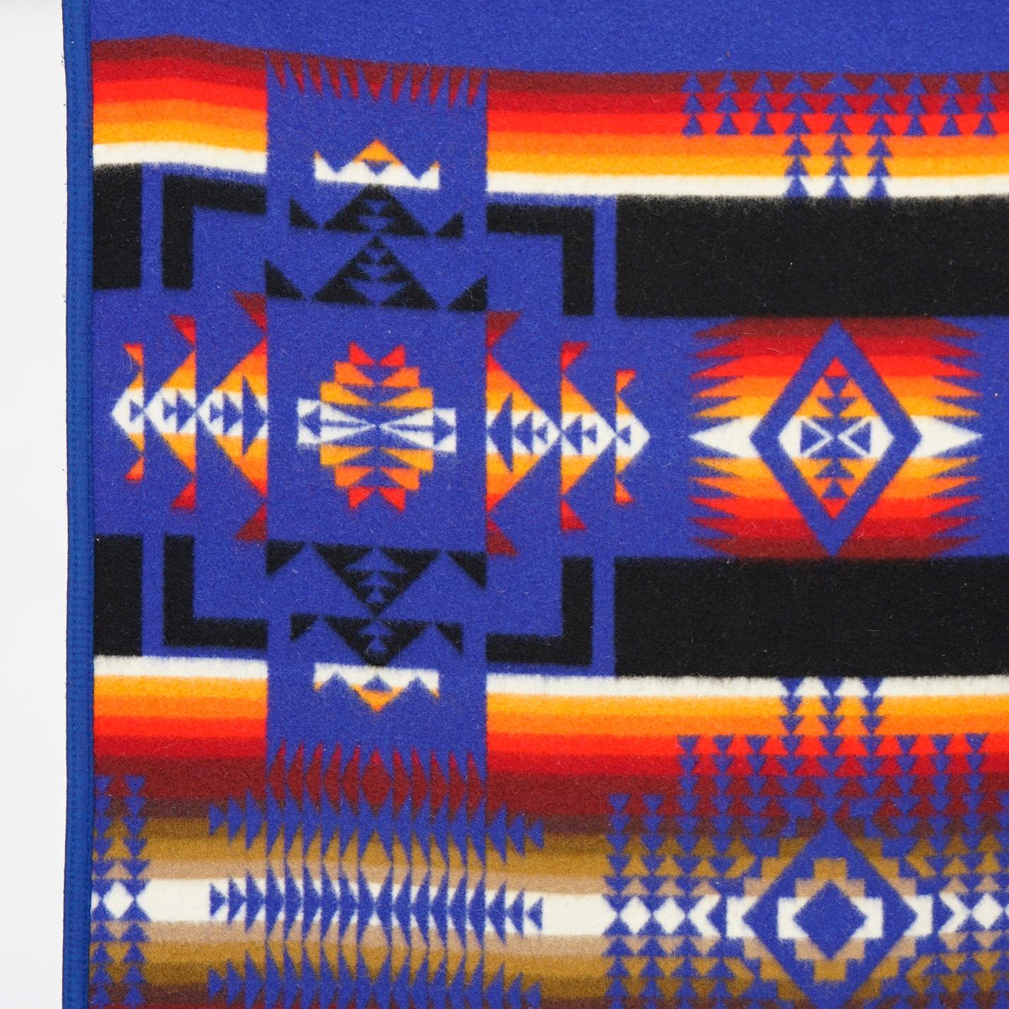 American Arts & Crafts Southwest Style Pendleton Chief Joseph Saphire Wool Blanket 20th C