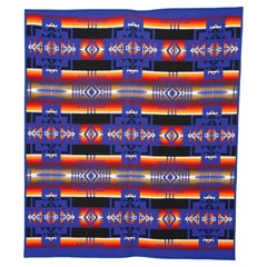 Vintage Arts & Crafts Southwest Style Pendleton Chief Joseph Saphire Wool Blanket 20th C