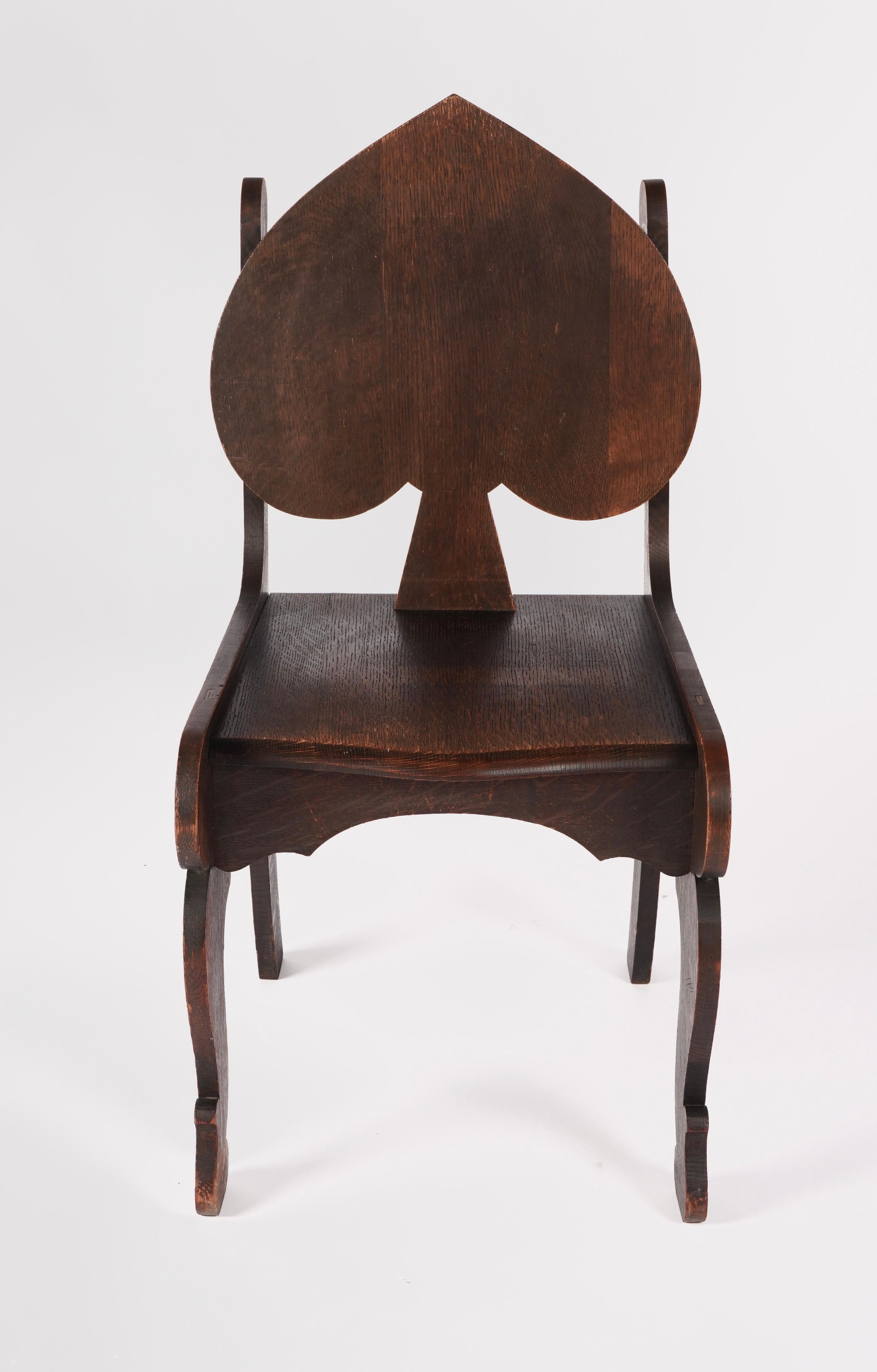 American Arts & Crafts Spade Back Chair For Sale