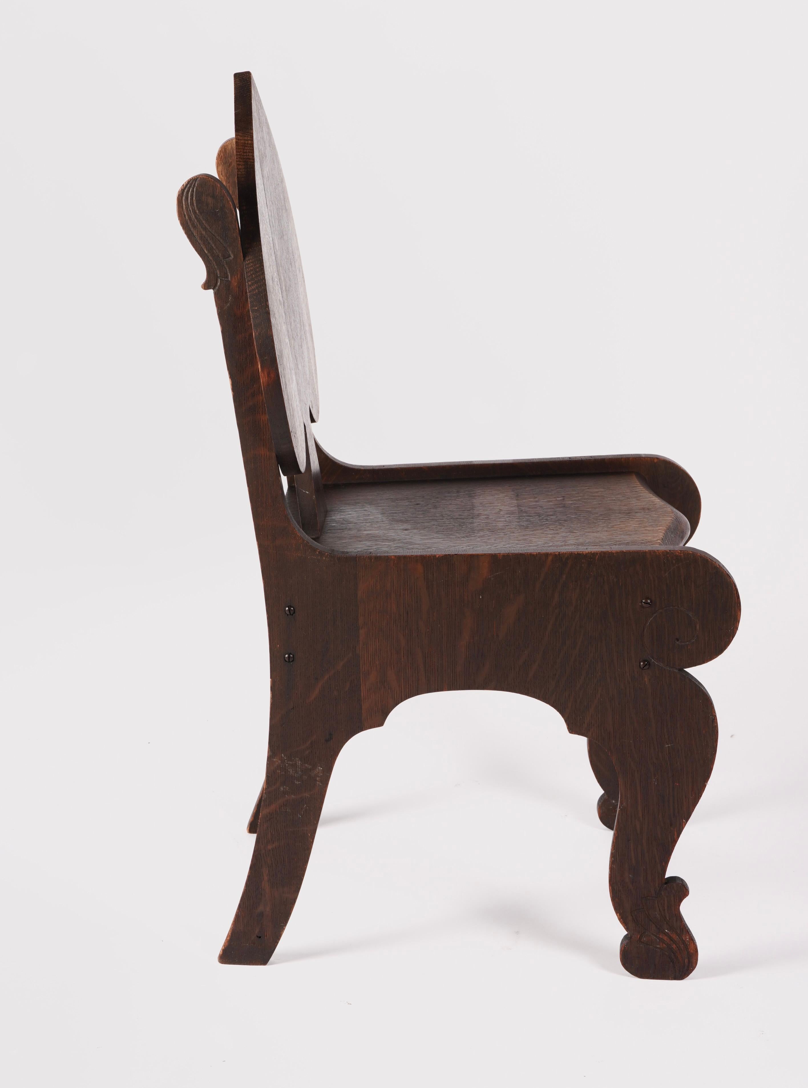 Hand-Crafted Arts & Crafts Spade Back Chair For Sale