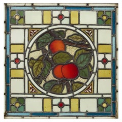 Arts 
Crafts Square Stained Glass Orange Tree Window