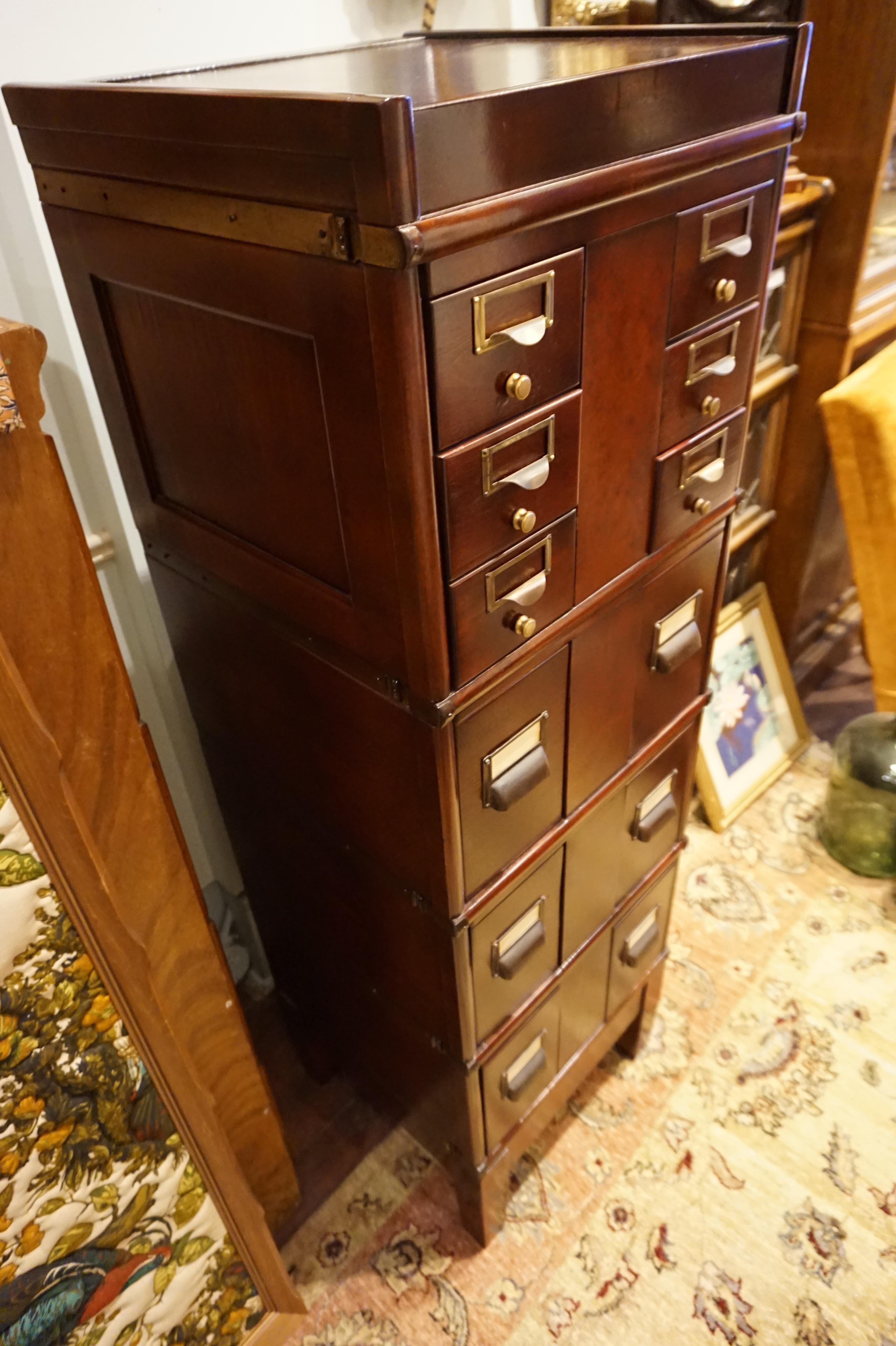 Arts & Crafts Stacking Mahogany Barrister's Filing Cabinet In Good Condition In Vancouver, British Columbia