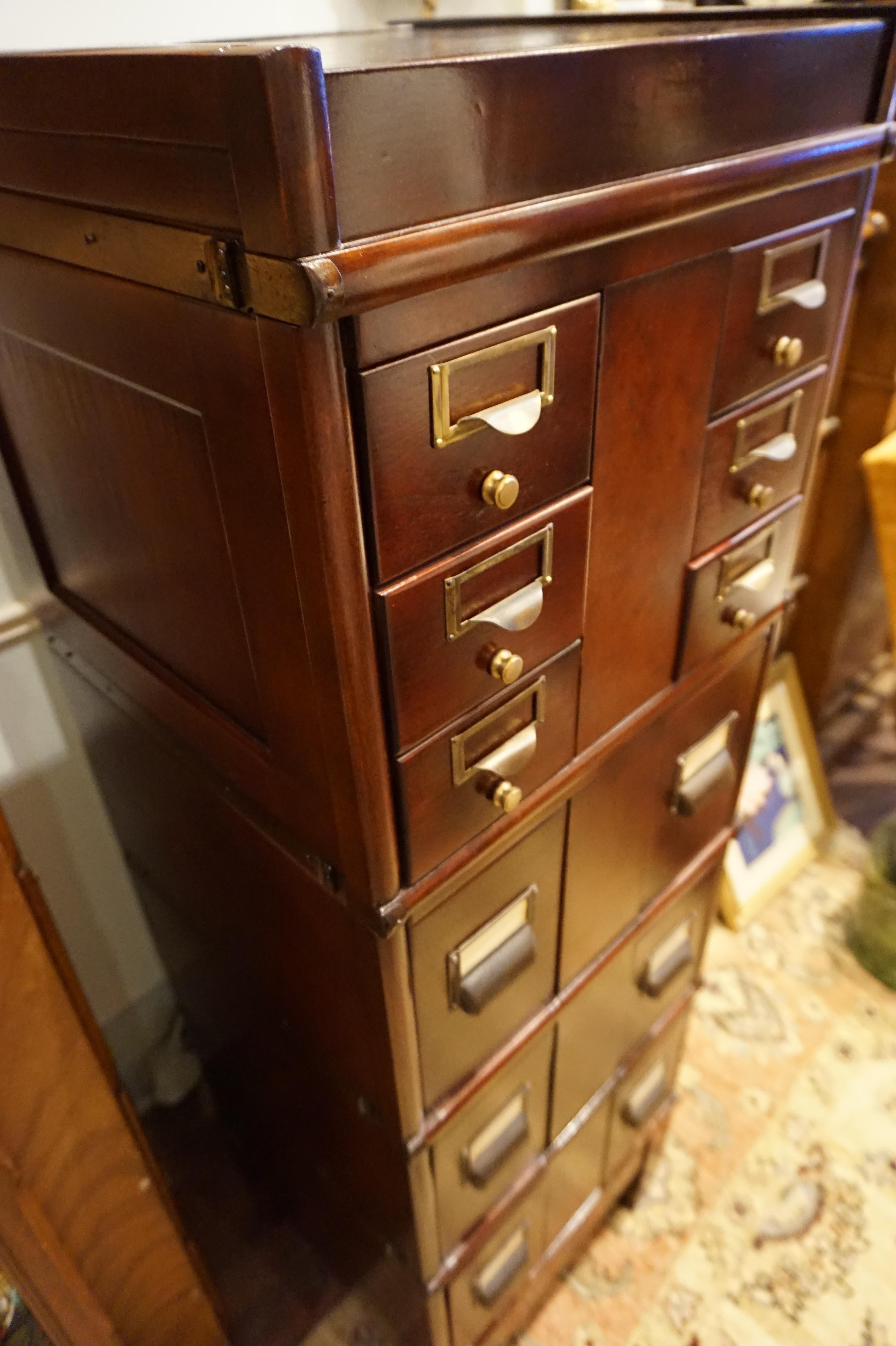 Early 20th Century Arts & Crafts Stacking Mahogany Barrister's Filing Cabinet