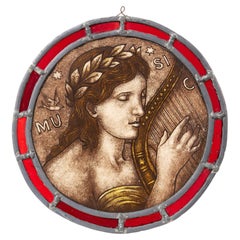 Arts & Crafts Stained Glass Roundel Emblemático de la Música