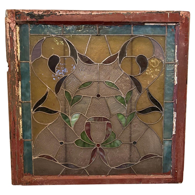 Arts And Crafts Stained Glass Window Panel For Sale At 1stdibs