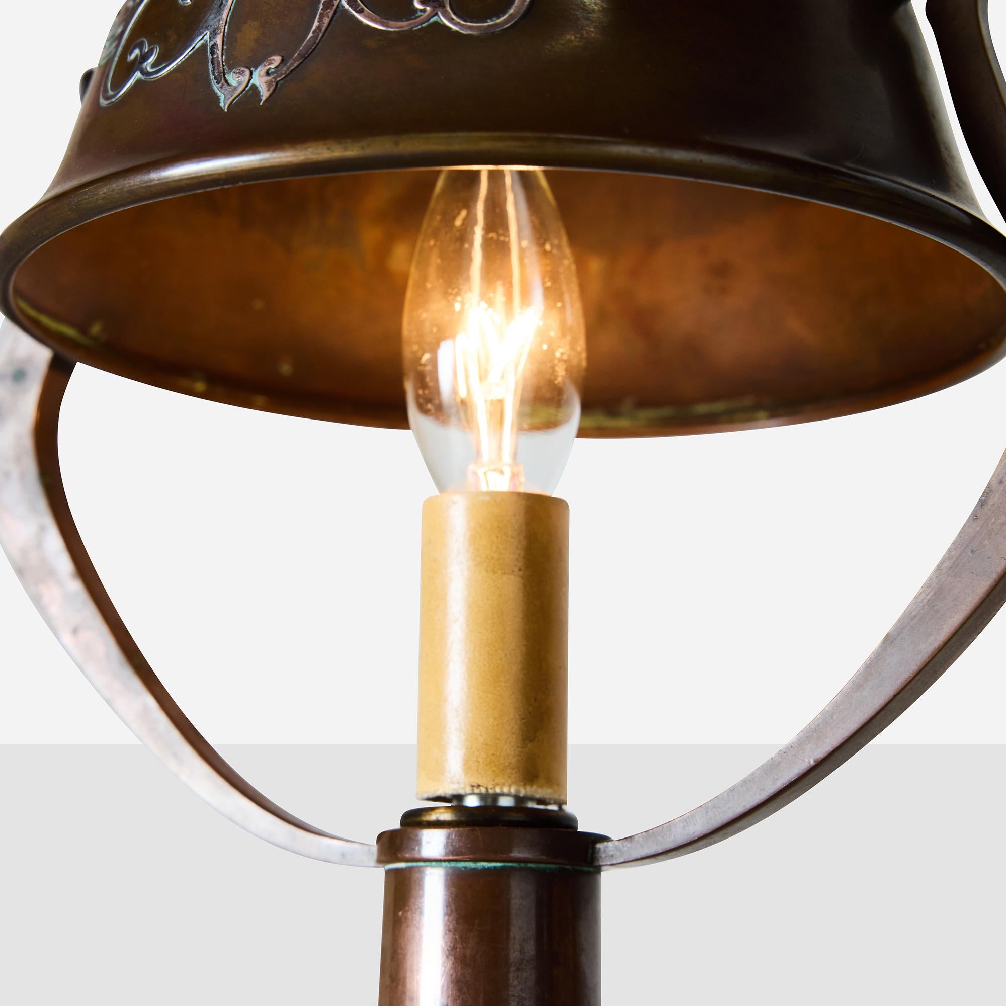 Arts & Crafts Sterling-on-Bronze Table Lamp For Sale 2