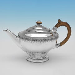 Arts & Crafts sterling silver 3 piece tea set made by Harold Edwin Landon 1932