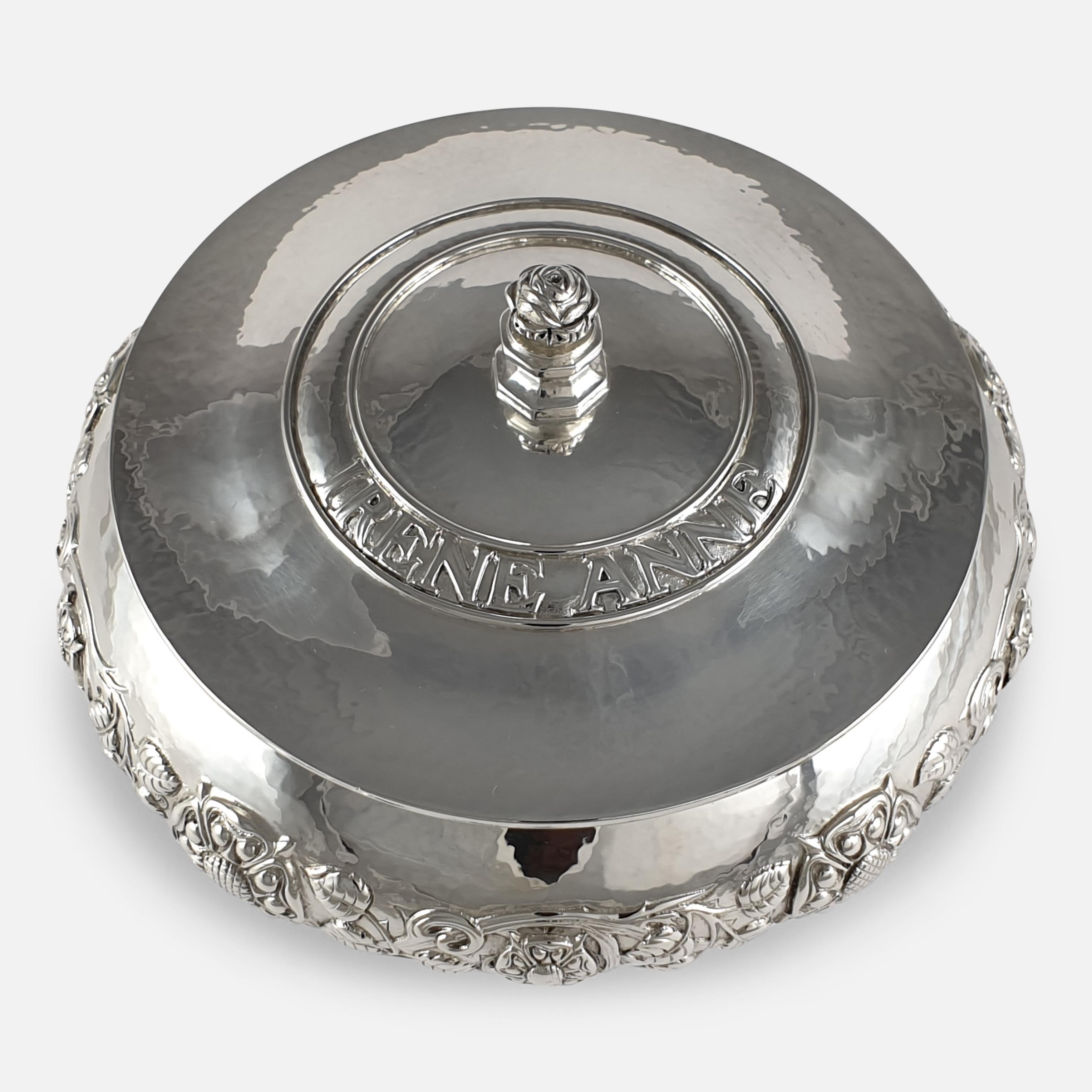 Arts and Crafts Arts & Crafts Sterling Silver Bowl and Cover, Omar Ramsden, London, 1934