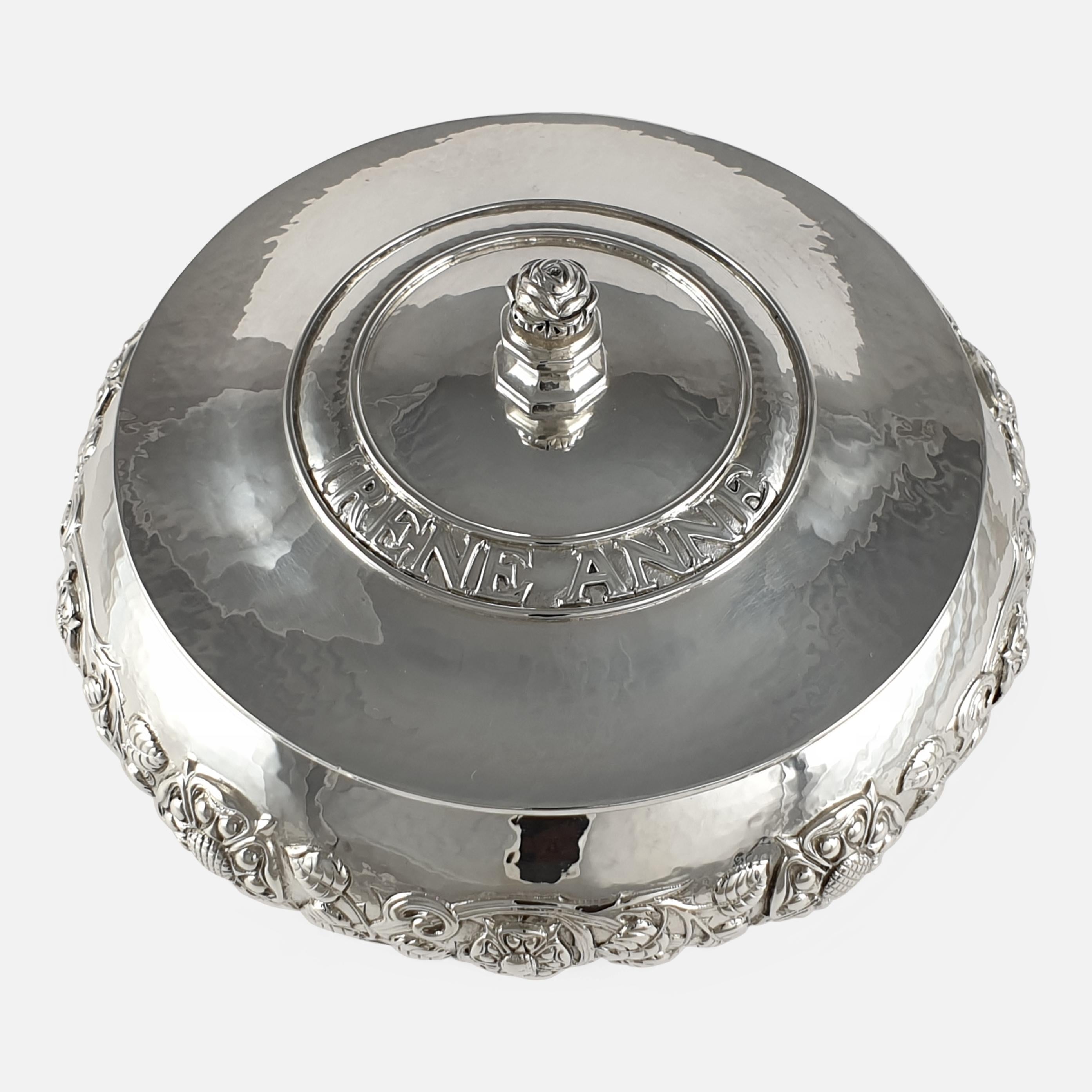 British Arts & Crafts Sterling Silver Bowl and Cover, Omar Ramsden, London, 1934