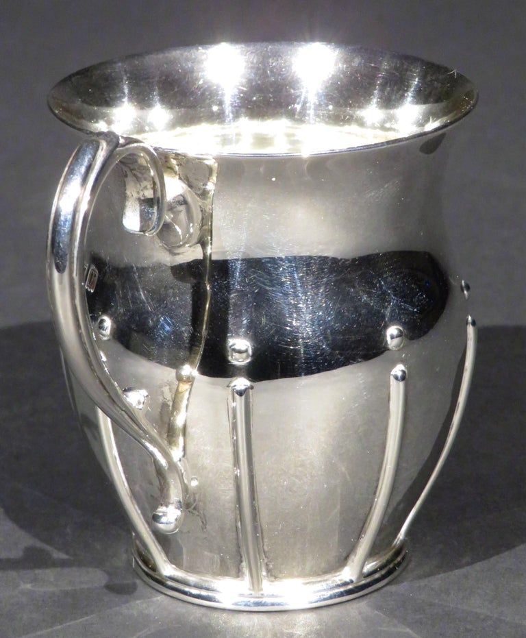 20th Century Arts & Crafts Sterling Silver Christening Mug, Hallmarked London 1912 For Sale