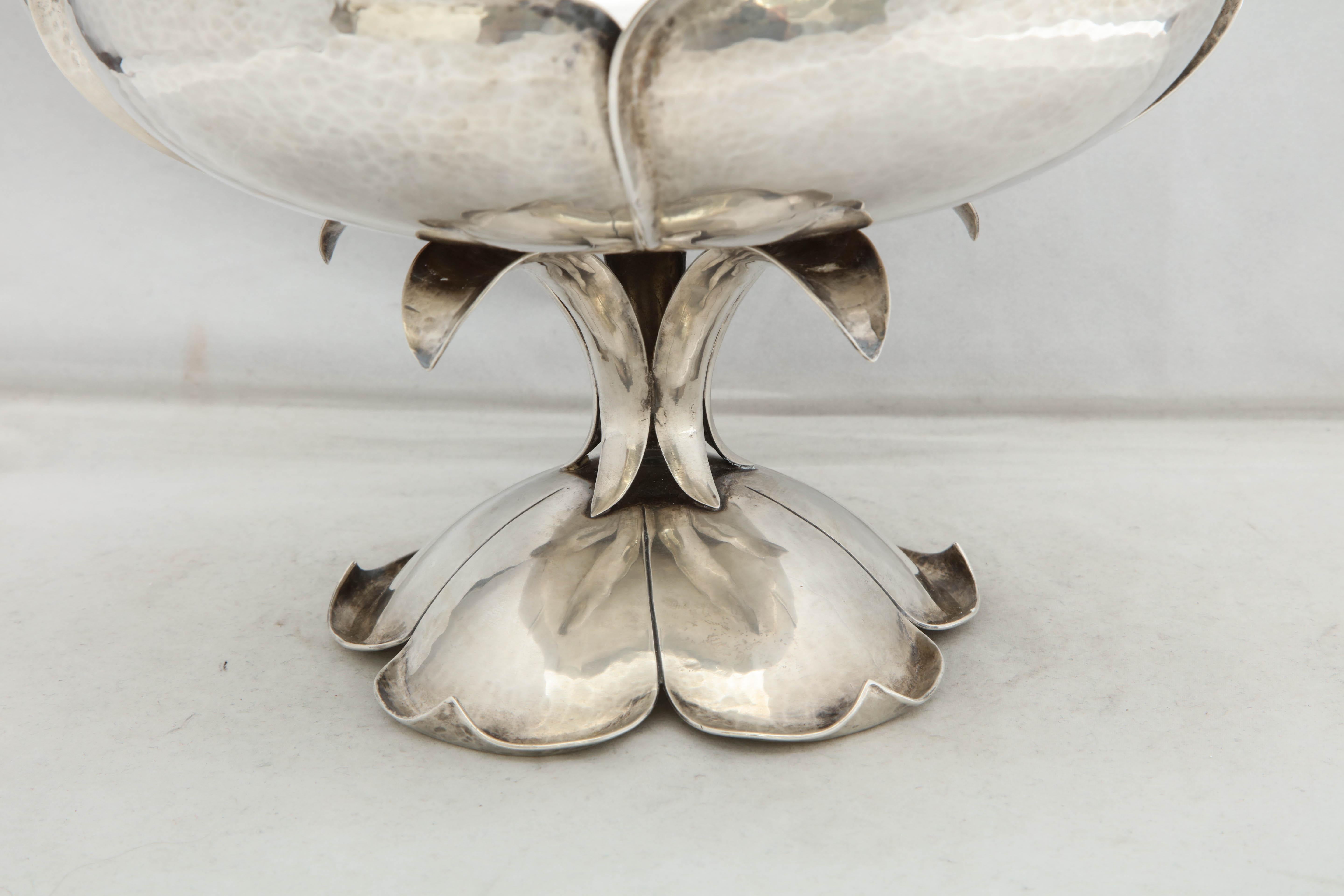 Hammered Arts & Crafts Sterling Silver Lotus-Form Centerpiece Bowl by The Cellini Shop