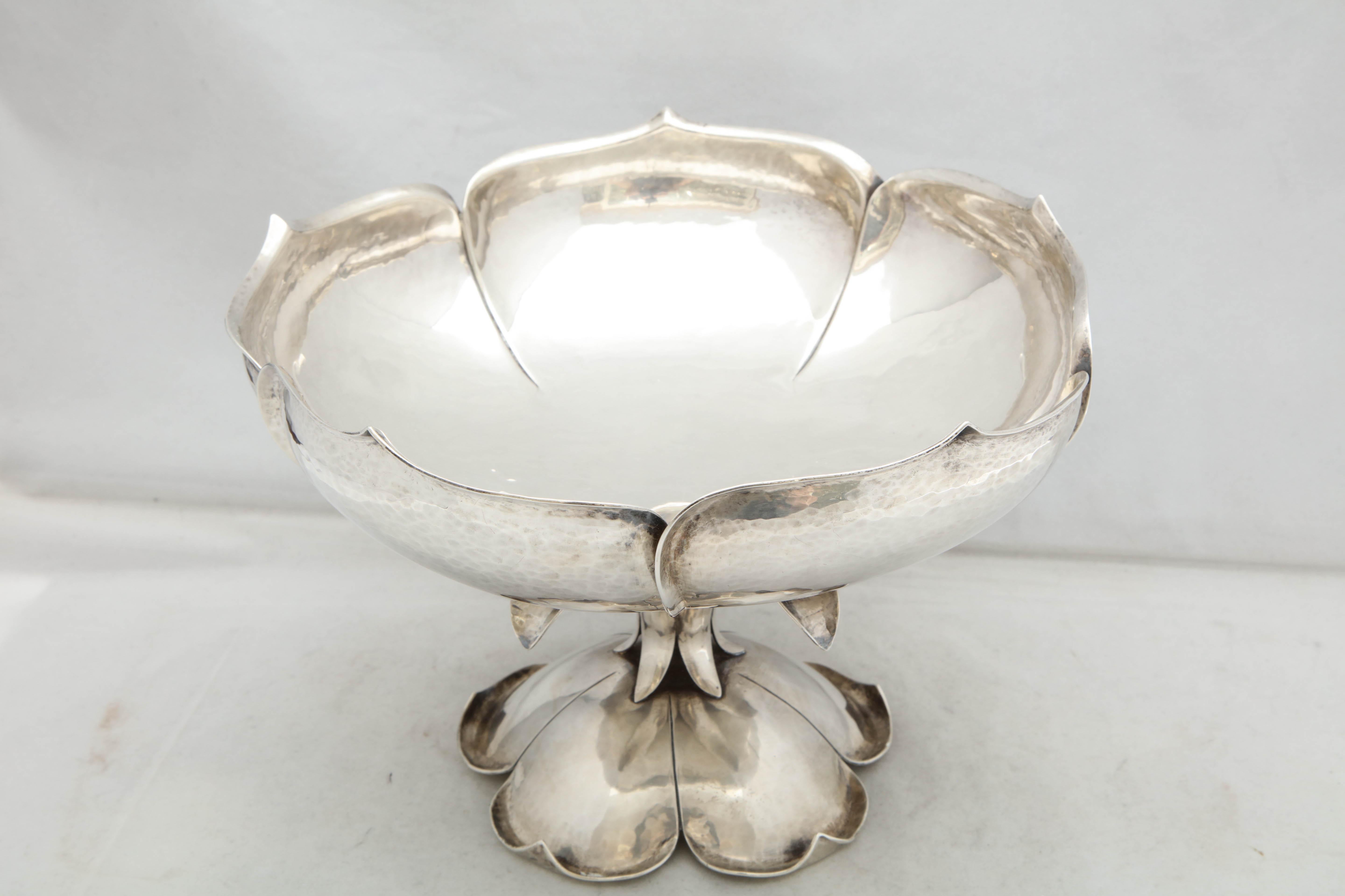 Arts & Crafts Sterling Silver Lotus-Form Centerpiece Bowl by The Cellini Shop In Excellent Condition In New York, NY