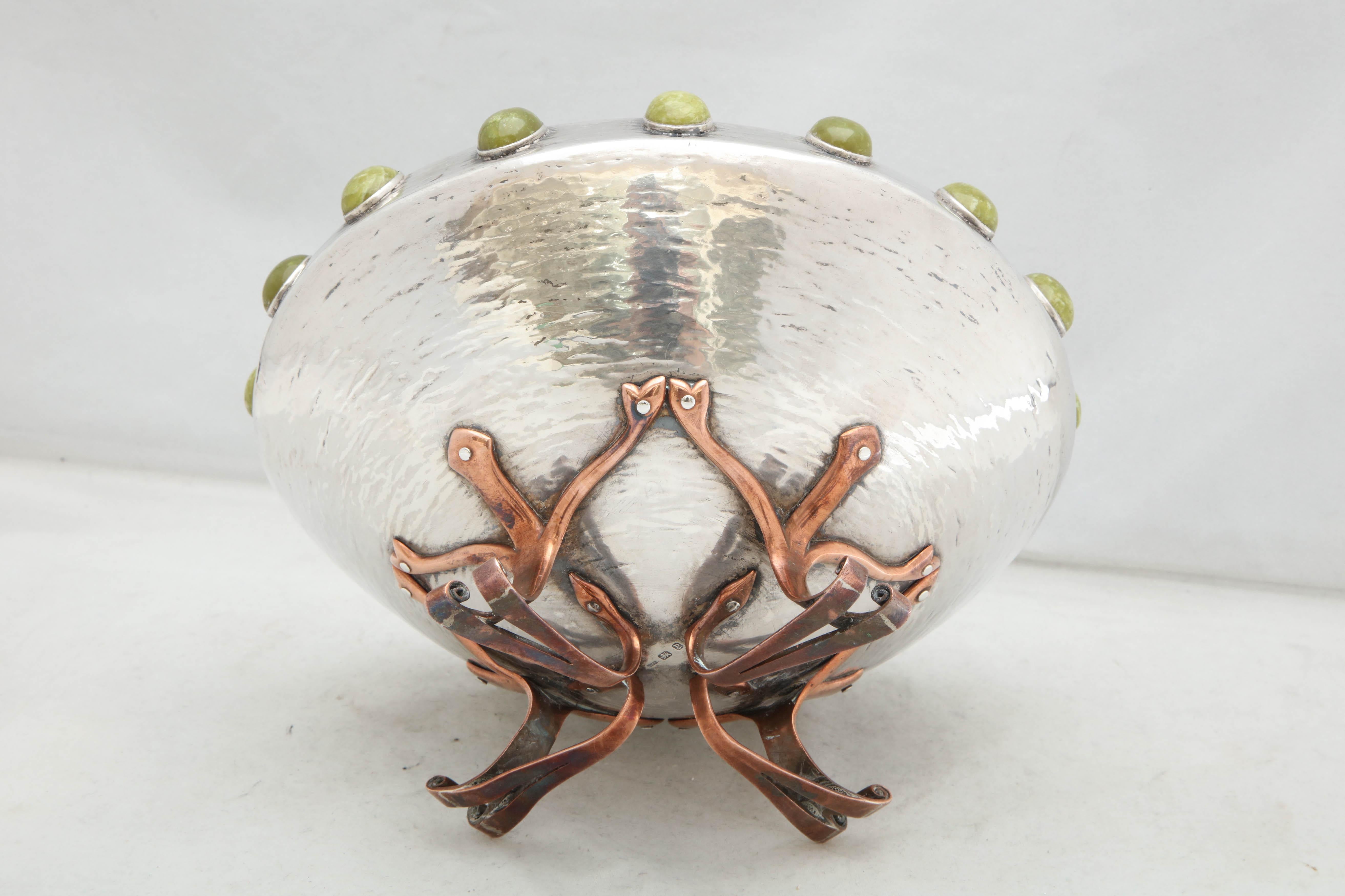 Arts & Crafts, Sterling Silver, Mixed Metals and Hardstone Bowl 3