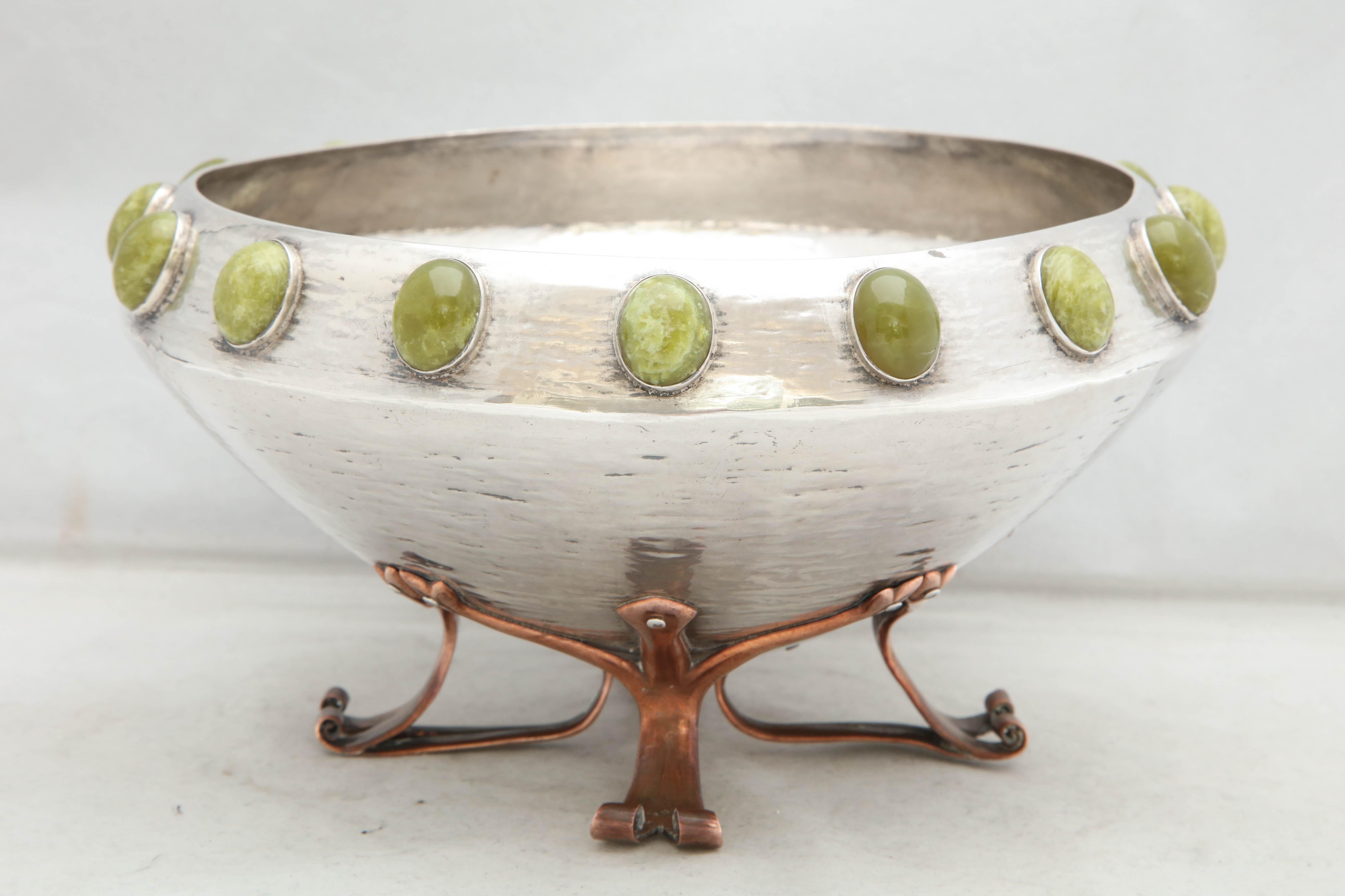 Arts & Crafts, Sterling Silver, Mixed Metals and Hardstone Bowl 5