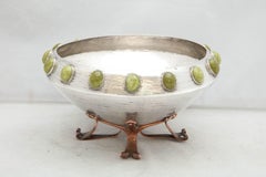 Arts & Crafts, Sterling Silver, Mixed Metals and Hardstone Bowl