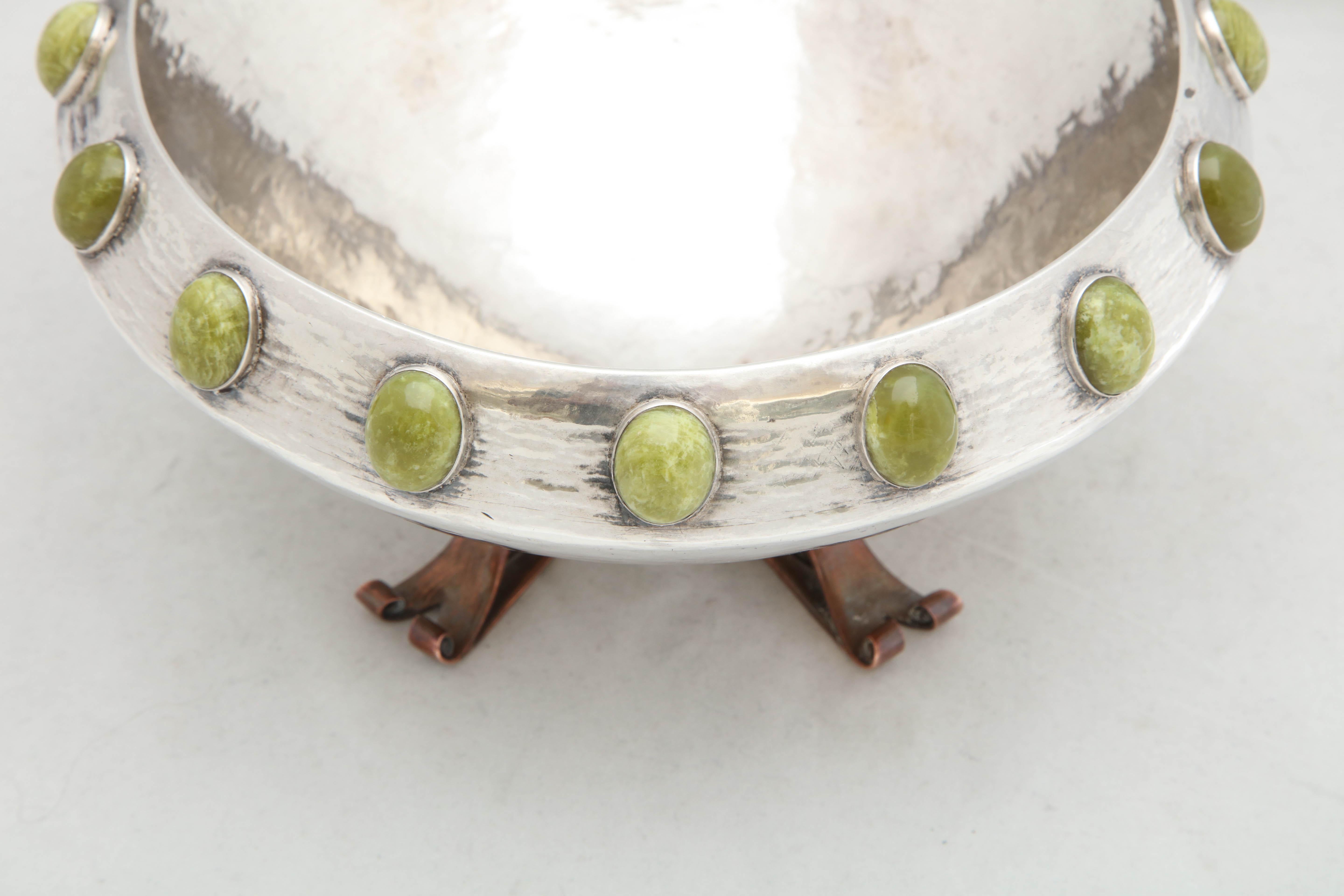 Arts & Crafts, Sterling Silver, Mixed Metals and Hardstone Bowl 1