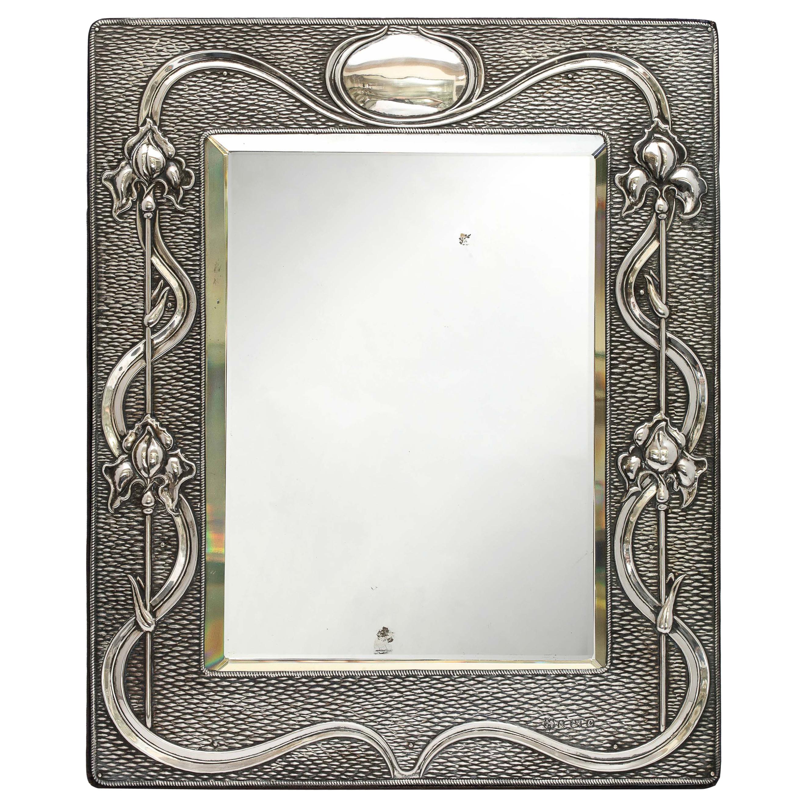 Arts & Crafts Sterling Silver-Mounted Table Mirror, by A. & J. Zimmerman