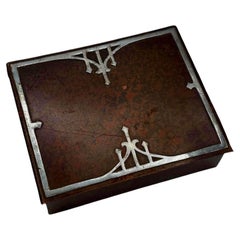 Humidor-Zigarettenetui im Arts-and-Crafts-Stil aus Sterlingsilber auf Bronze von Heintz