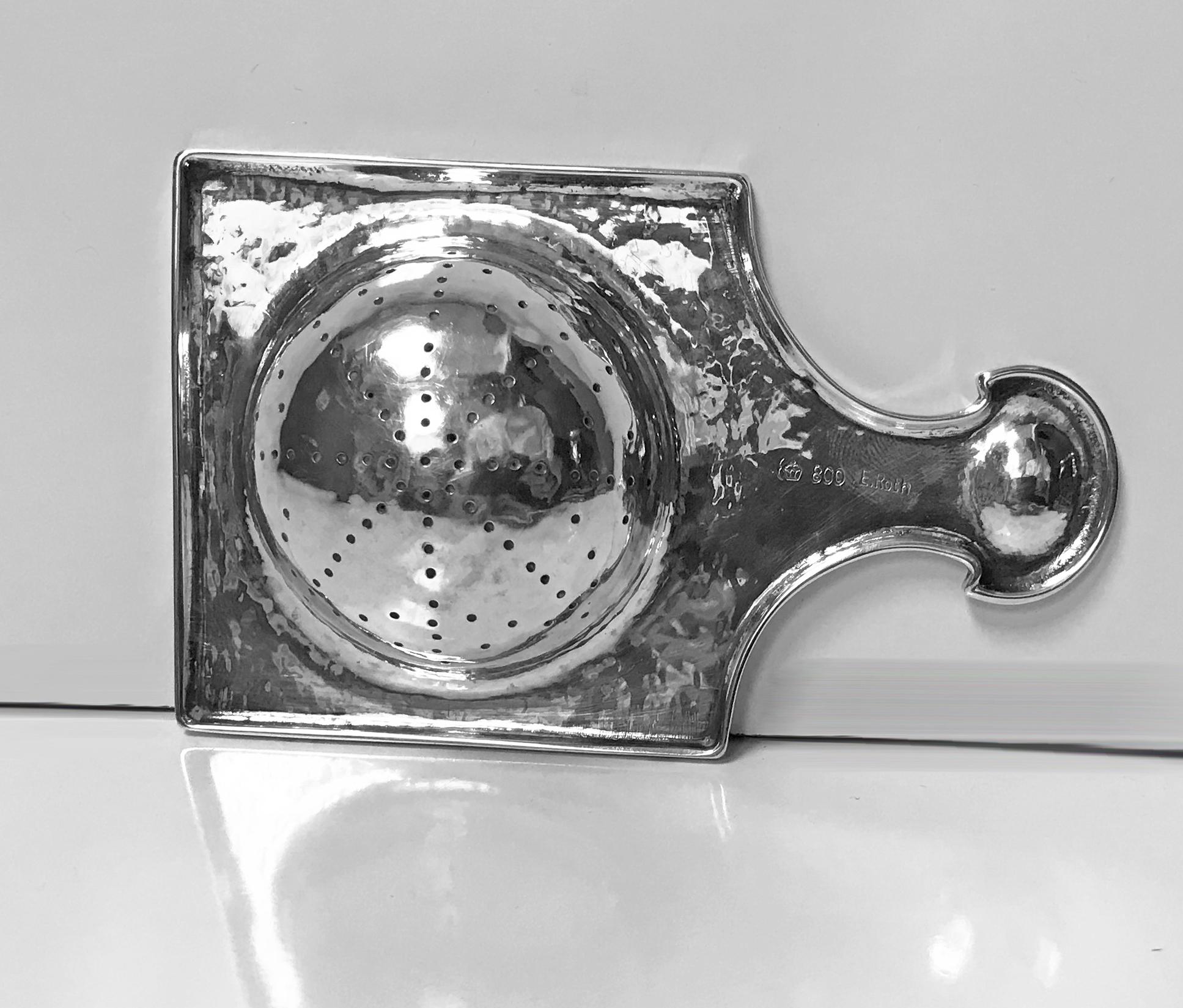 Arts and Crafts Arts Crafts Sterling Tea Strainer, Emmy Roth, Germany, circa 1920