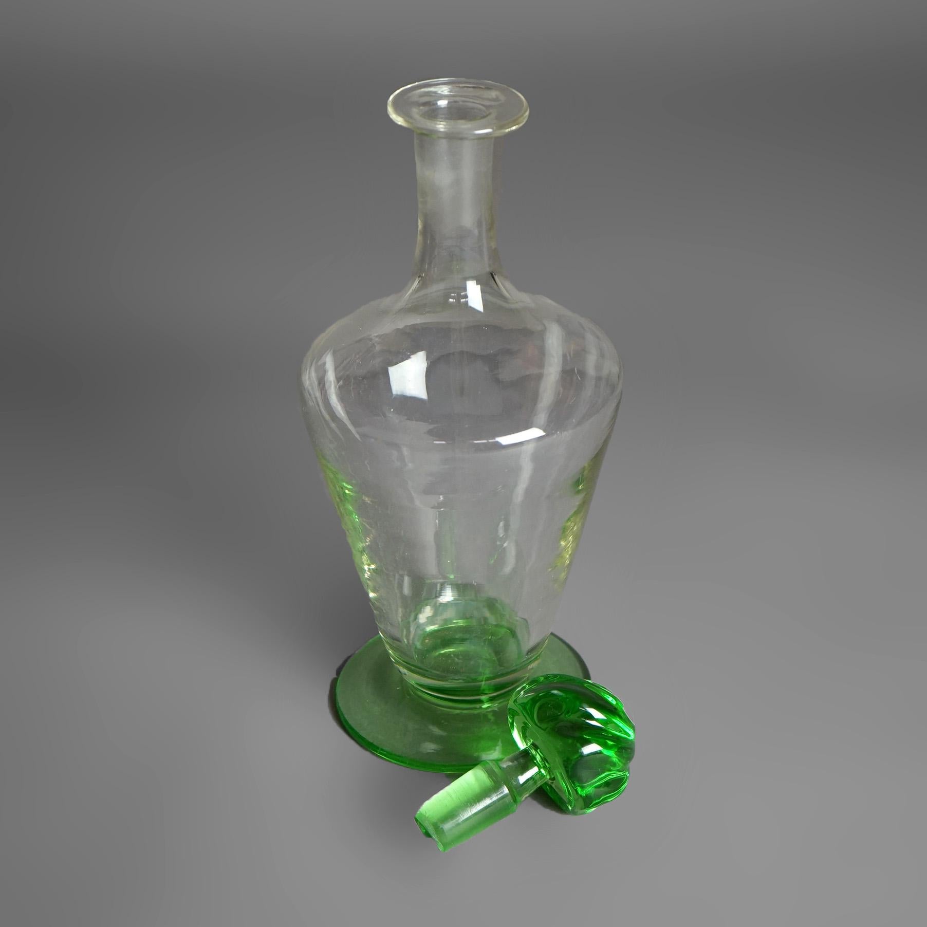 Arts & Crafts  Steuben School Celeste Green & Clear Art Glass Decanter C1920 For Sale 6
