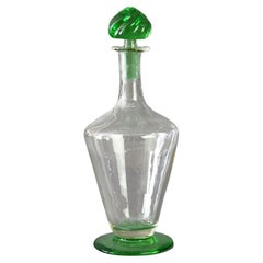 Vintage Arts & Crafts  Steuben School Celeste Green & Clear Art Glass Decanter C1920