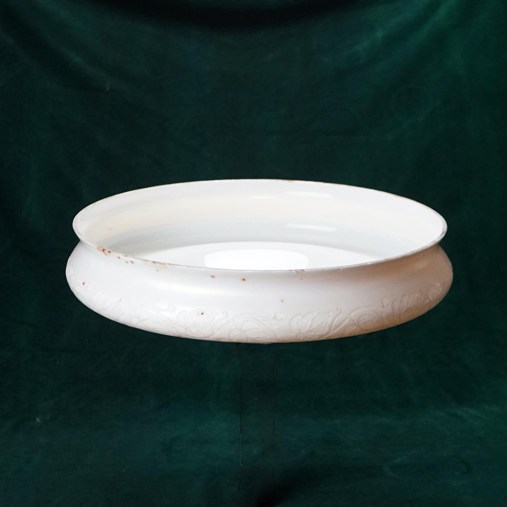 20th Century Arts & Crafts Steuben Stylized Foliate Etched Calcite Art Glass Light Shade 1920