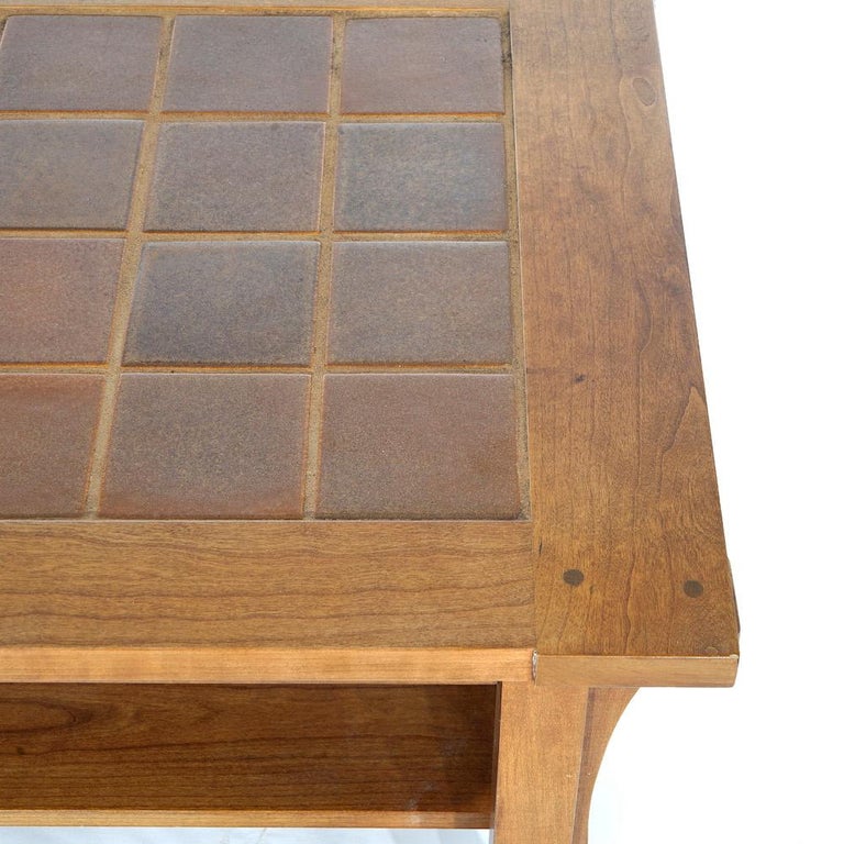 Arts and Crafts Stickley Cherry Tile Top Low Coffee Table, 20th C at