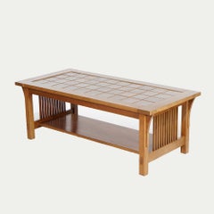 Arts & Crafts Stickley Cherry Tile Top Low Coffee Table, 20th C