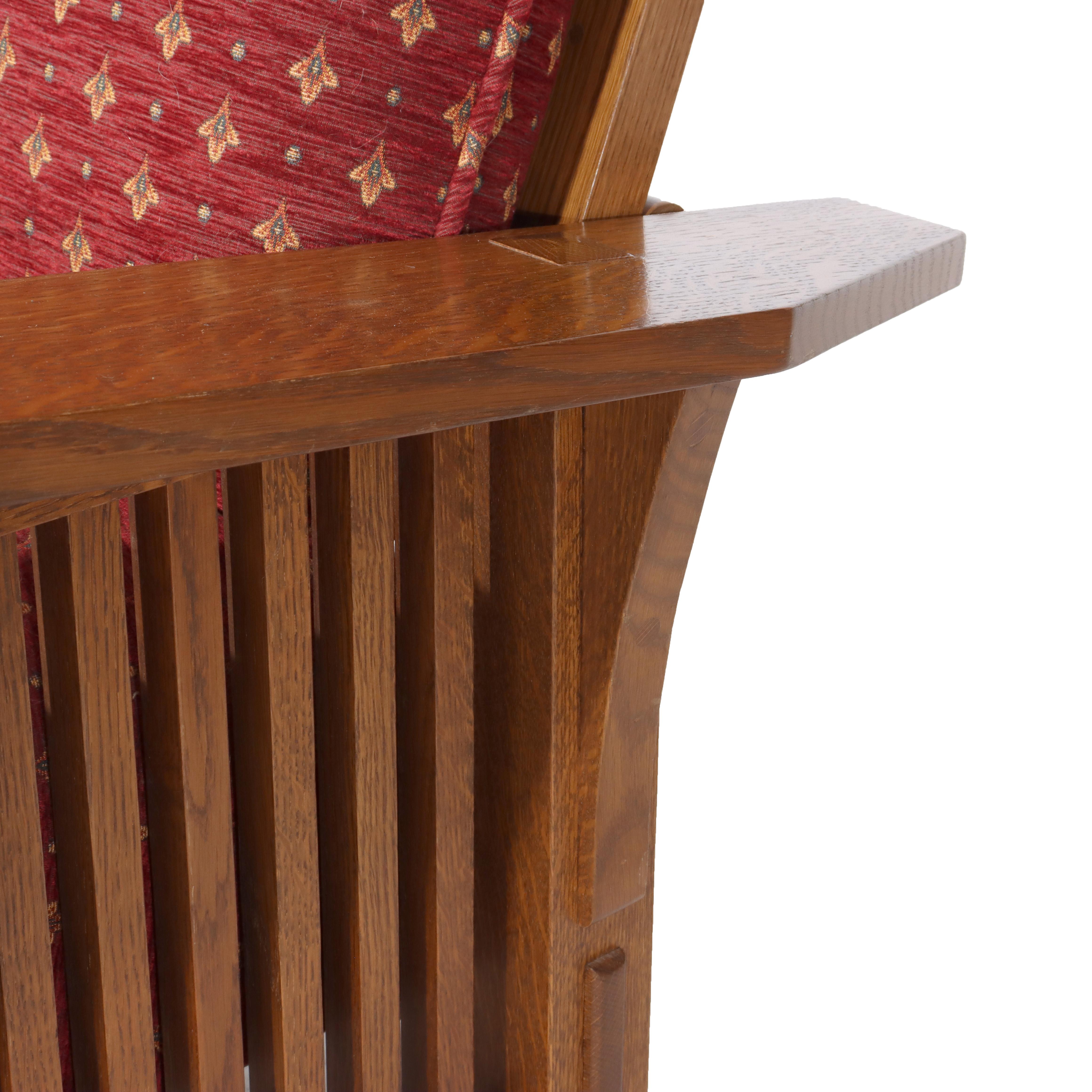 20th Century Arts & Crafts Stickley Mission Oak Drop Arm Morris Chair C1991 For Sale