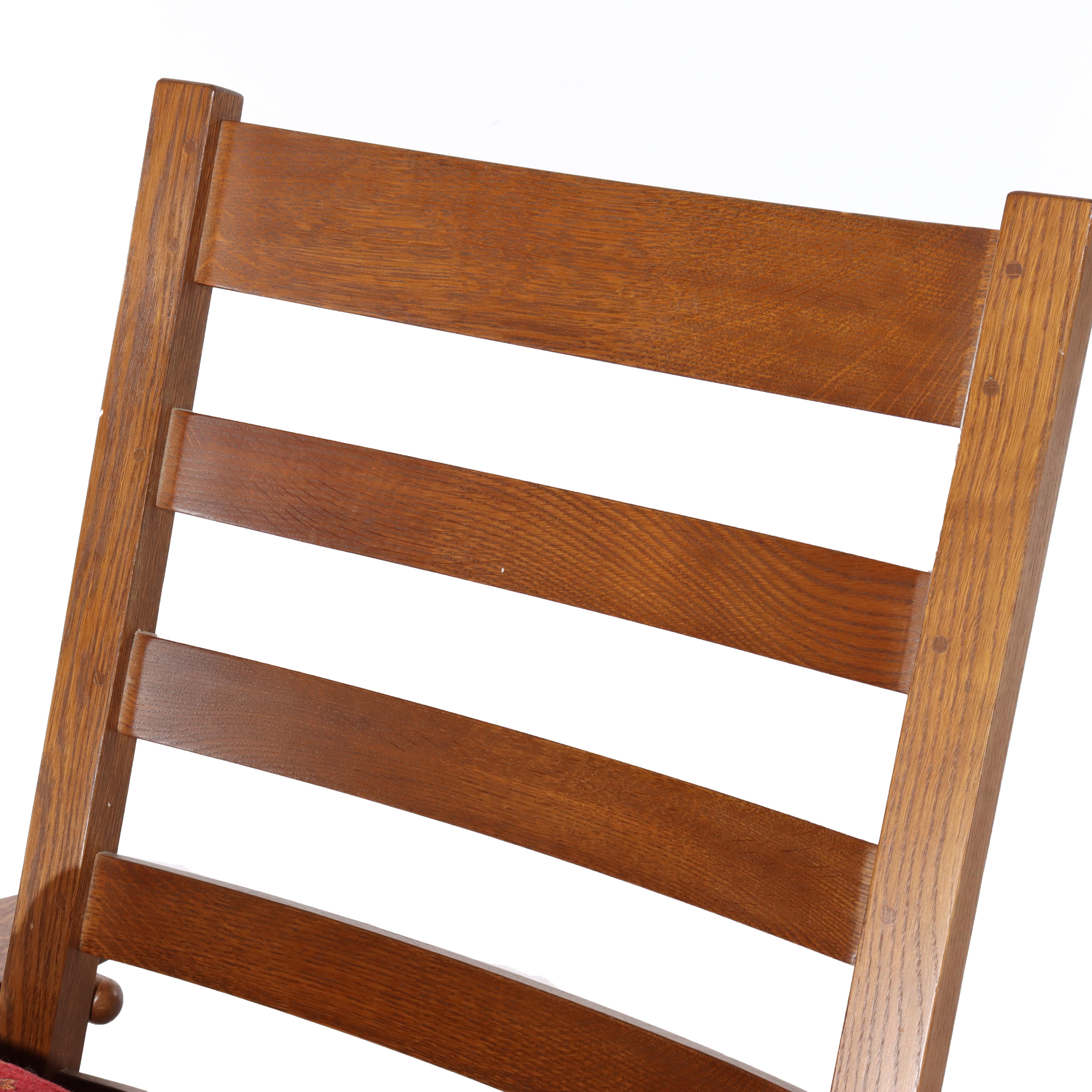 Arts & Crafts Stickley Mission Oak Drop Arm Morris Chair C1991 For Sale 2