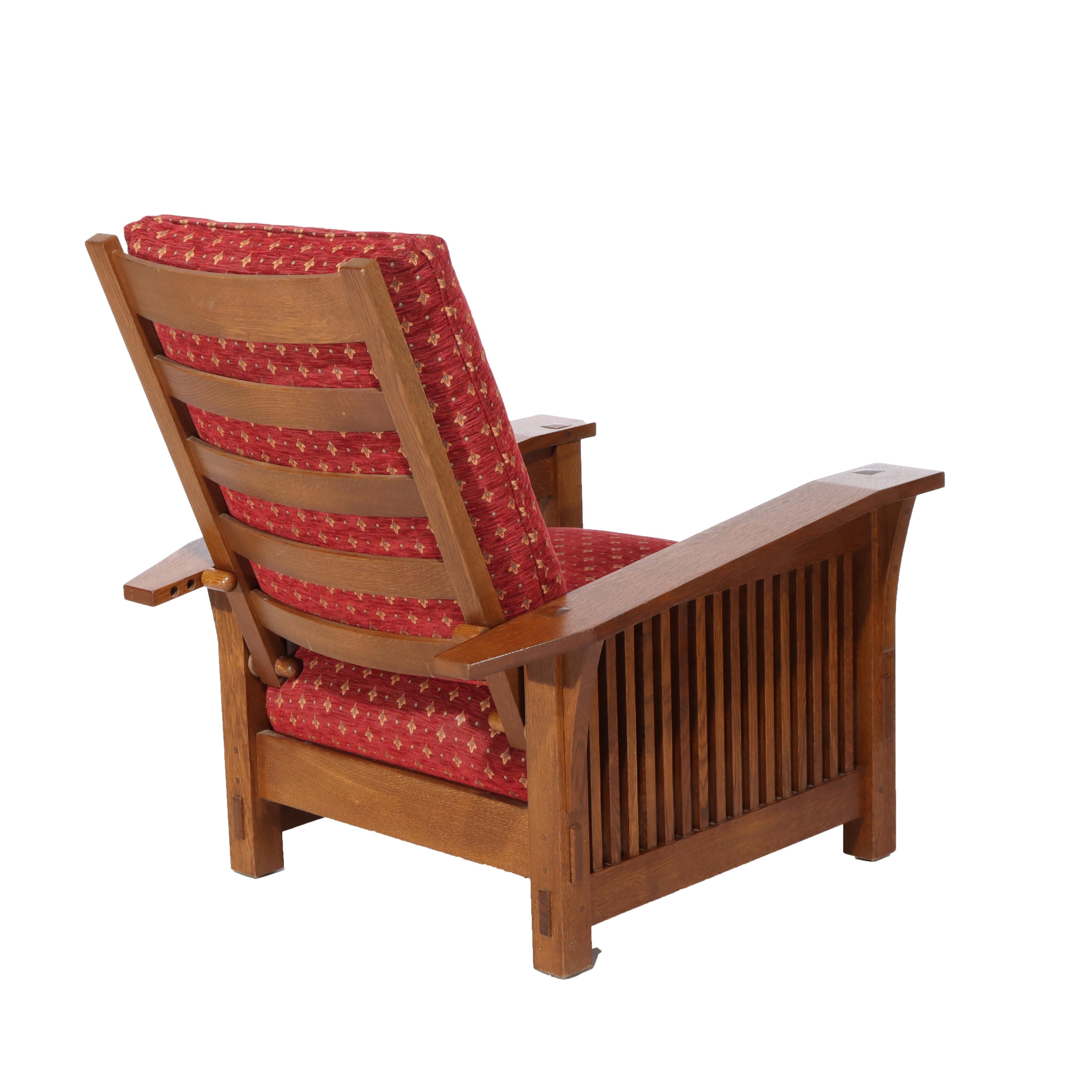 Arts & Crafts Stickley Mission Oak Drop Arm Morris Chair C1991 For Sale 4
