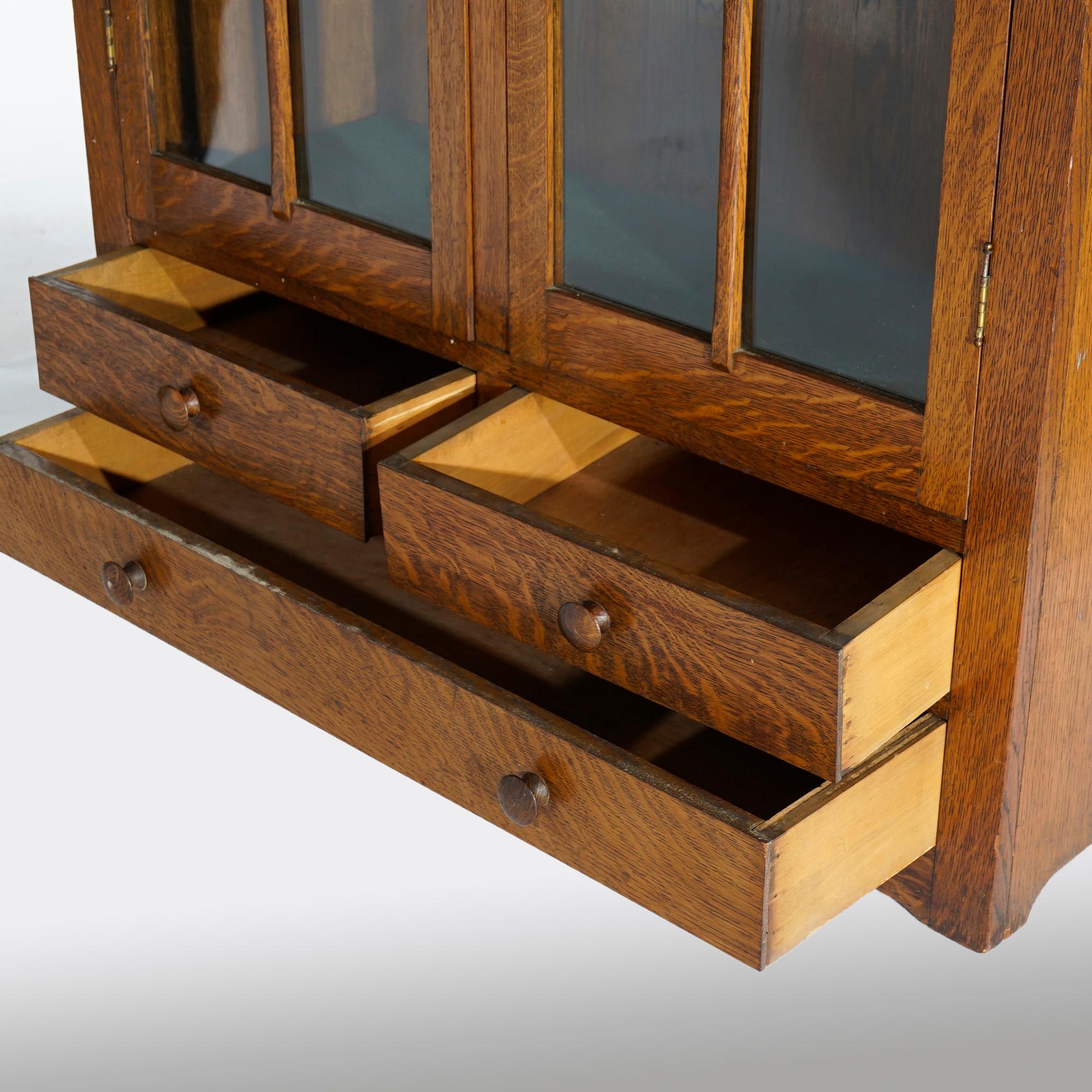 Arts & Crafts Stickley School Custom Oak Gun Cabinet, Craftsman Signed Dtd 1924 3