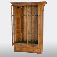 Arts & Crafts Stickley School Custom Oak Gun Cabinet, Craftsman Signed Dtd 1924