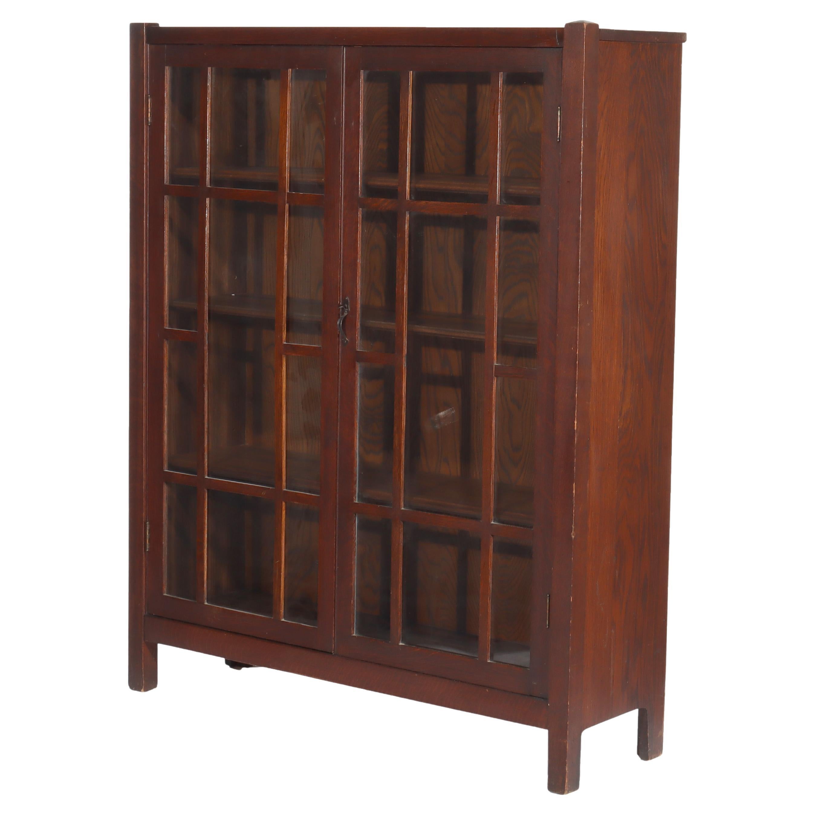 Arts & Crafts Stickley School Double Door Oak Bookcase C1920