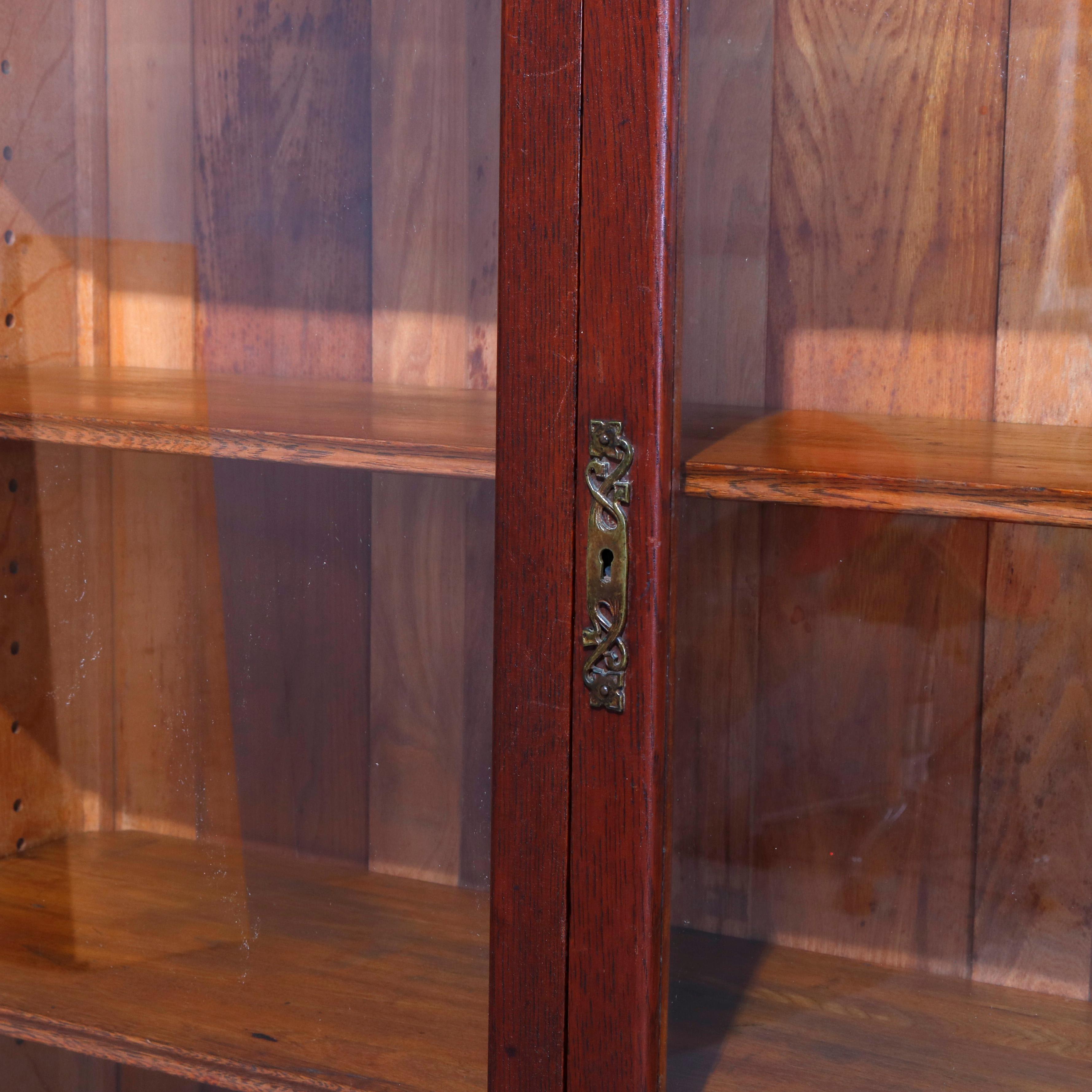 Arts and Crafts Arts & Crafts Stickley School Mission Oak and Glass Enclosed Bookcase circa 1910