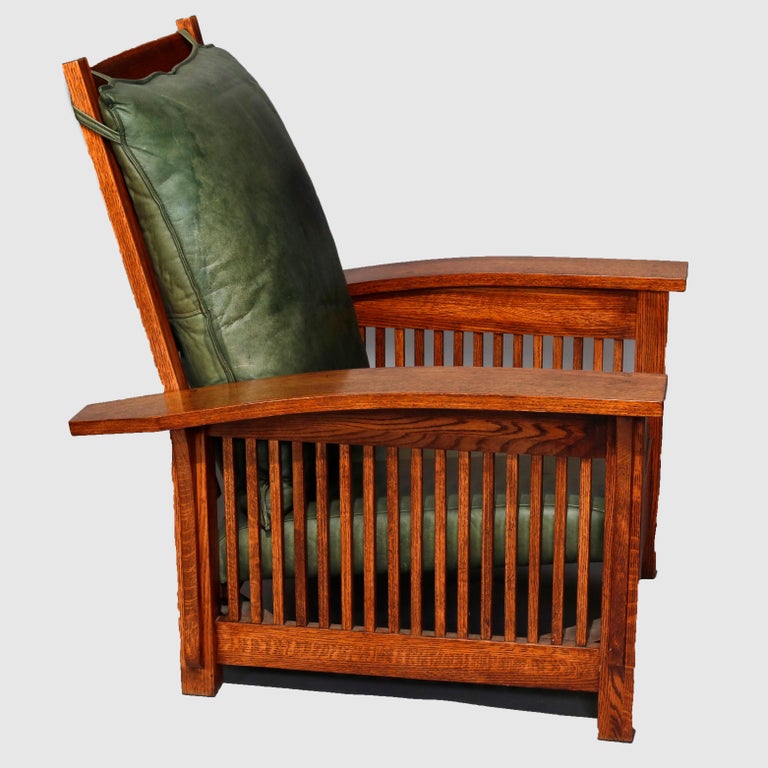 Arts and Crafts Stickley School Mission Oak Morris Chair and Ottoman ...