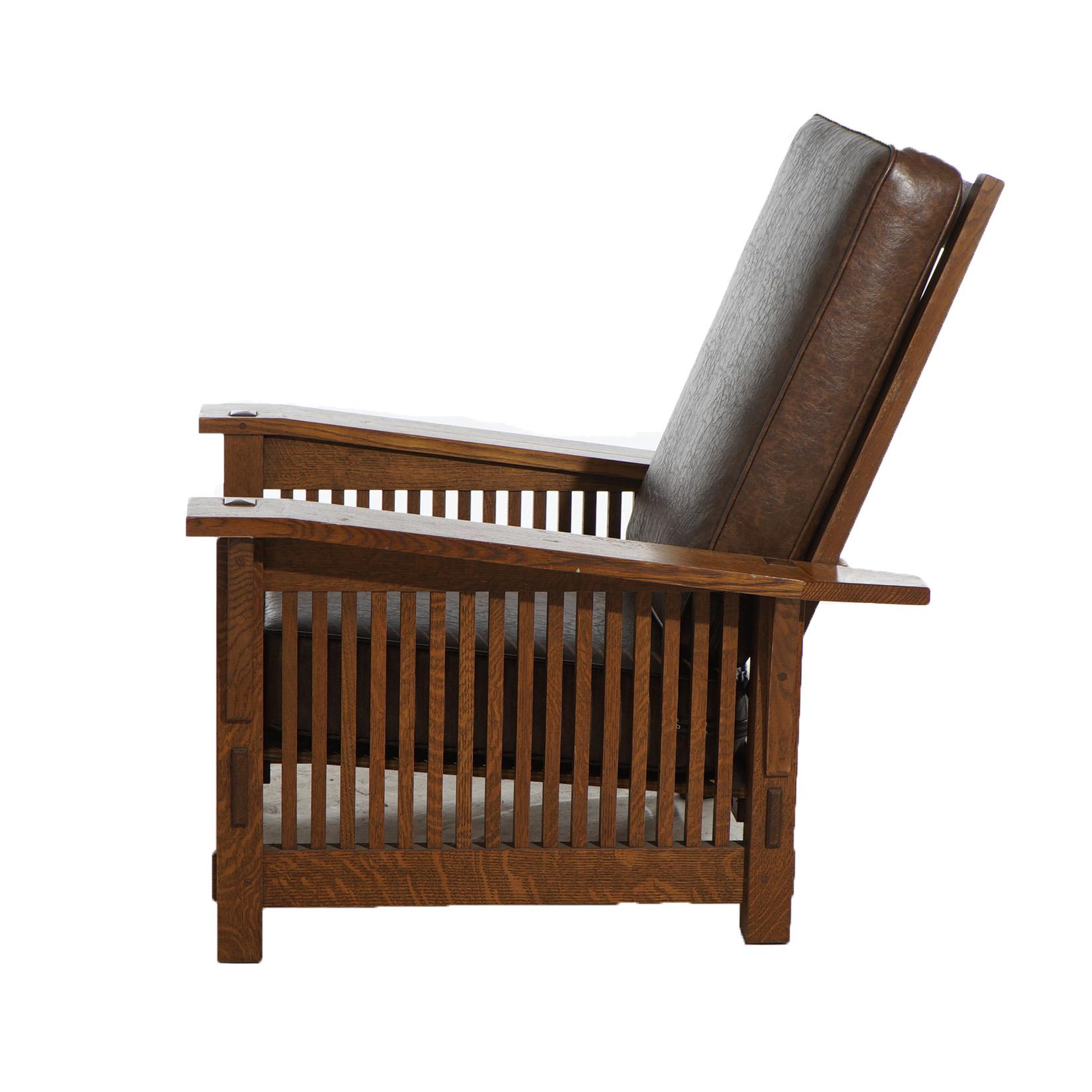 20th Century Arts & Crafts Stickley Tapered Arm Oak Morris Chair 20th C