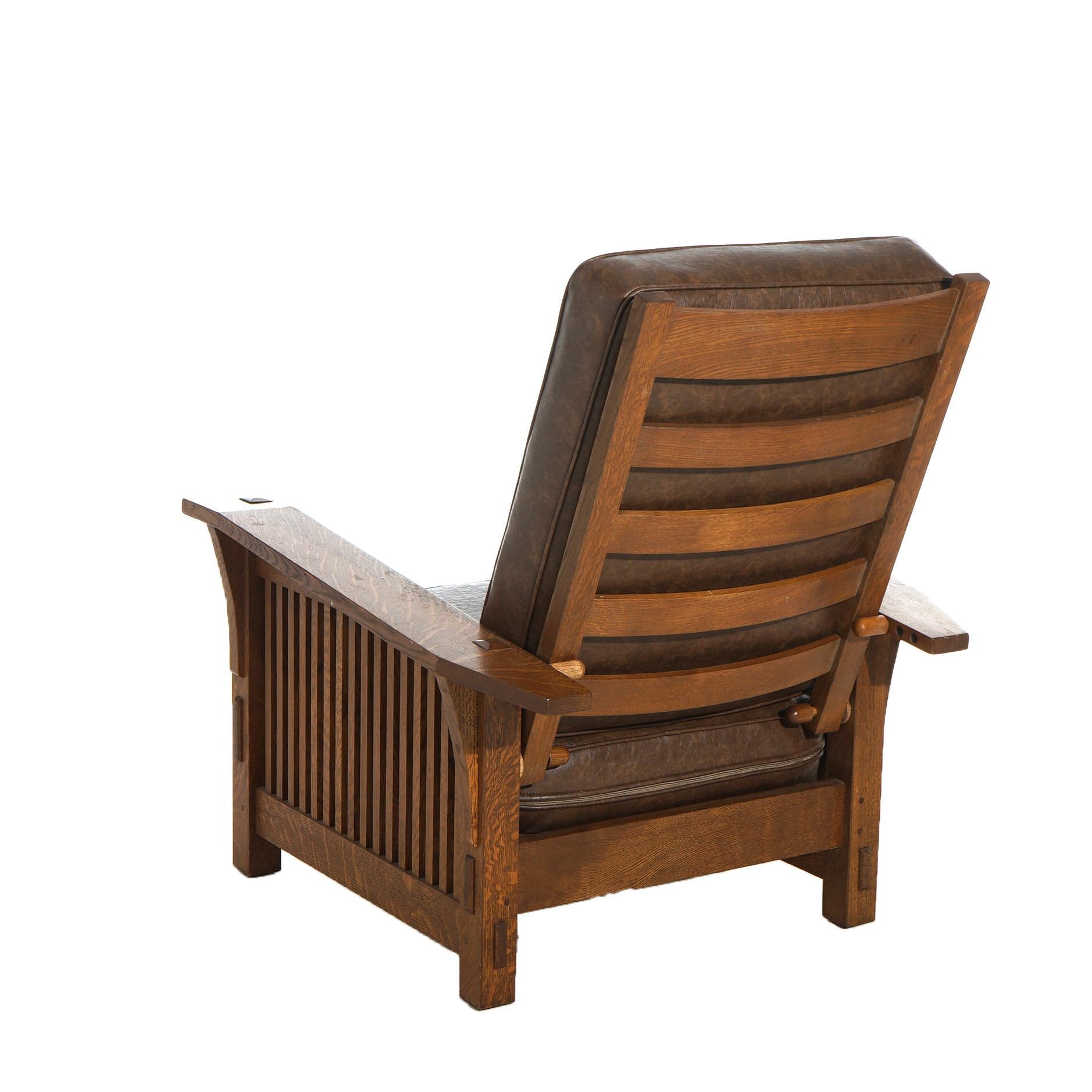 Arts & Crafts Stickley Tapered Arm Oak Morris Chair 20th C 1